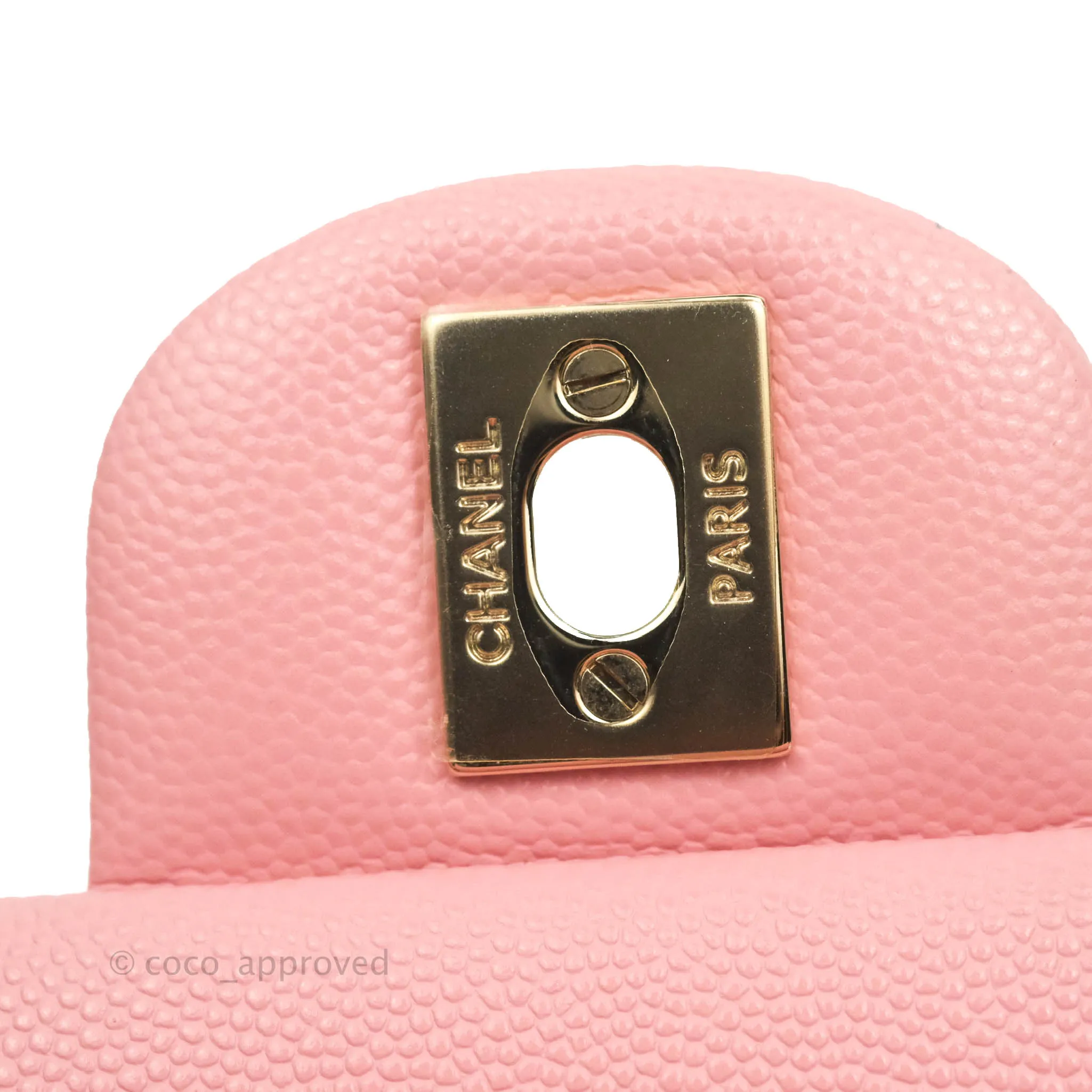 Chanel Small Classic Quilted Flap Pink Caviar Gold Hardware 22C