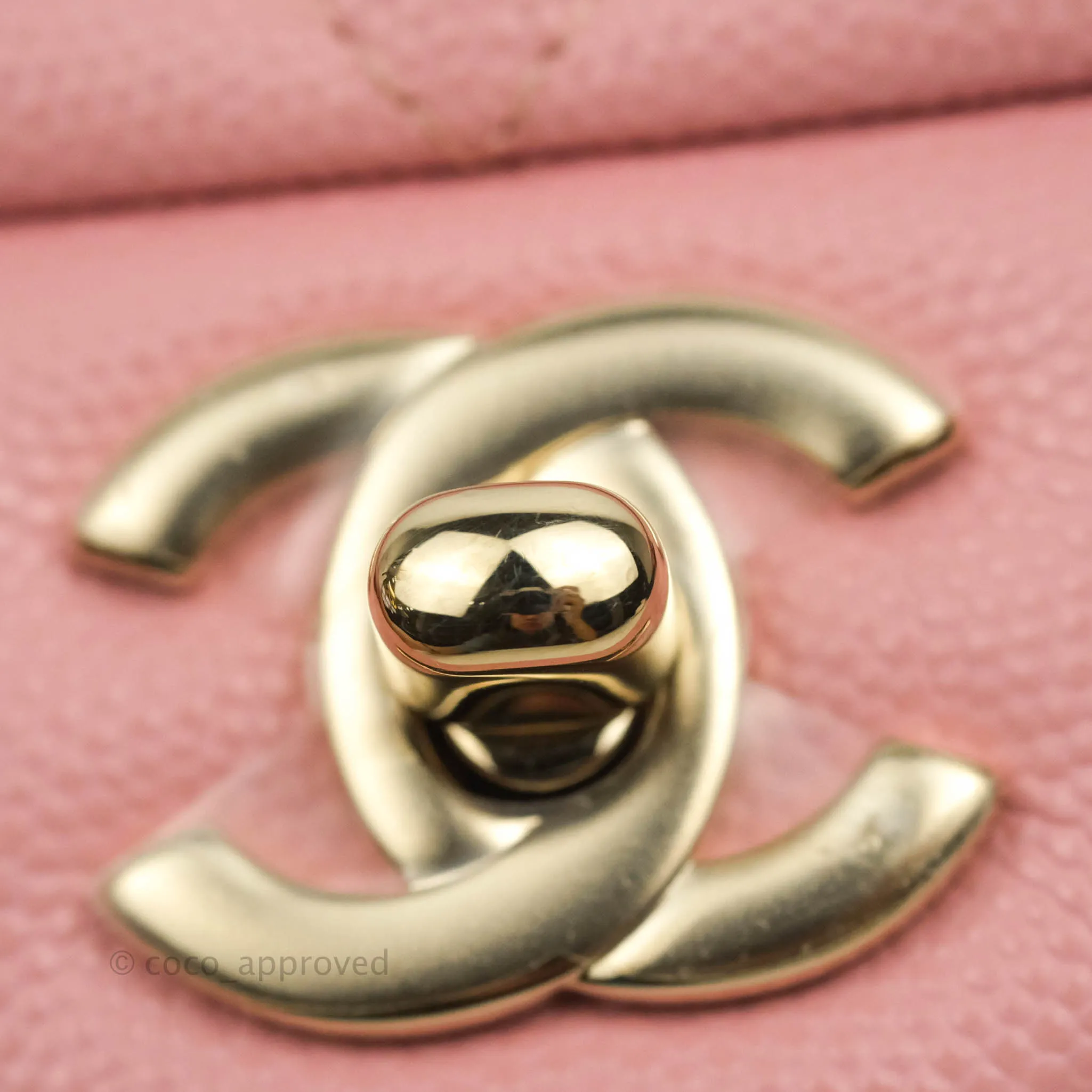 Chanel Small Classic Quilted Flap Pink Caviar Gold Hardware 22C