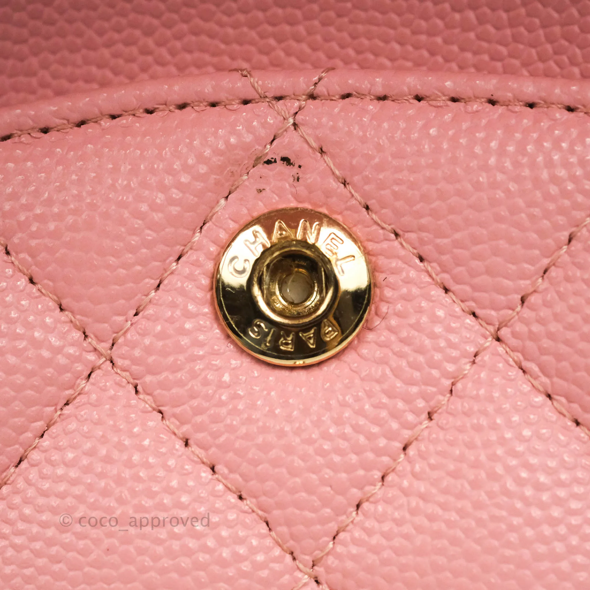 Chanel Small Classic Quilted Flap Pink Caviar Gold Hardware 22C