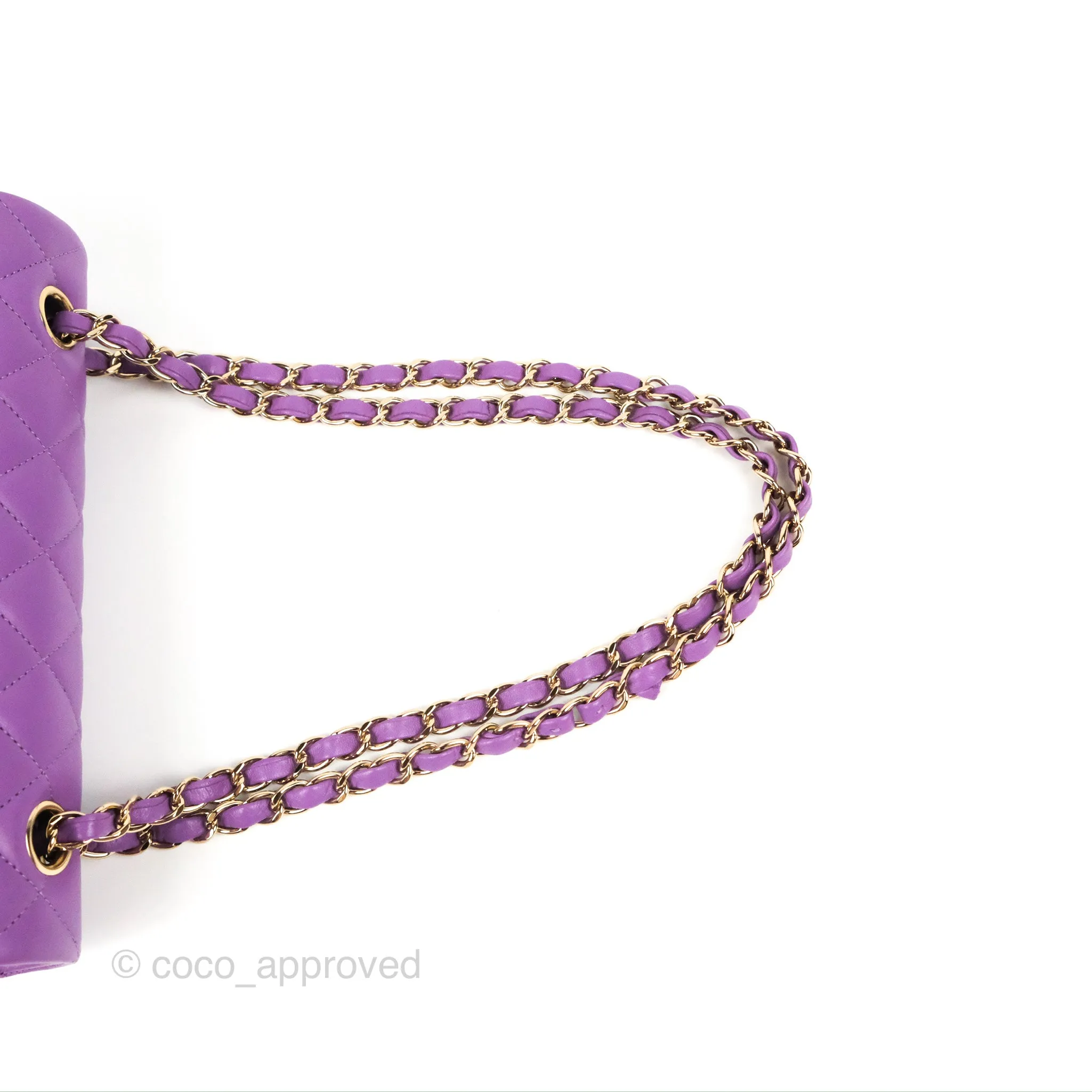 Chanel Small Classic Quilted Flap Purple Lambskin Gold Hardware