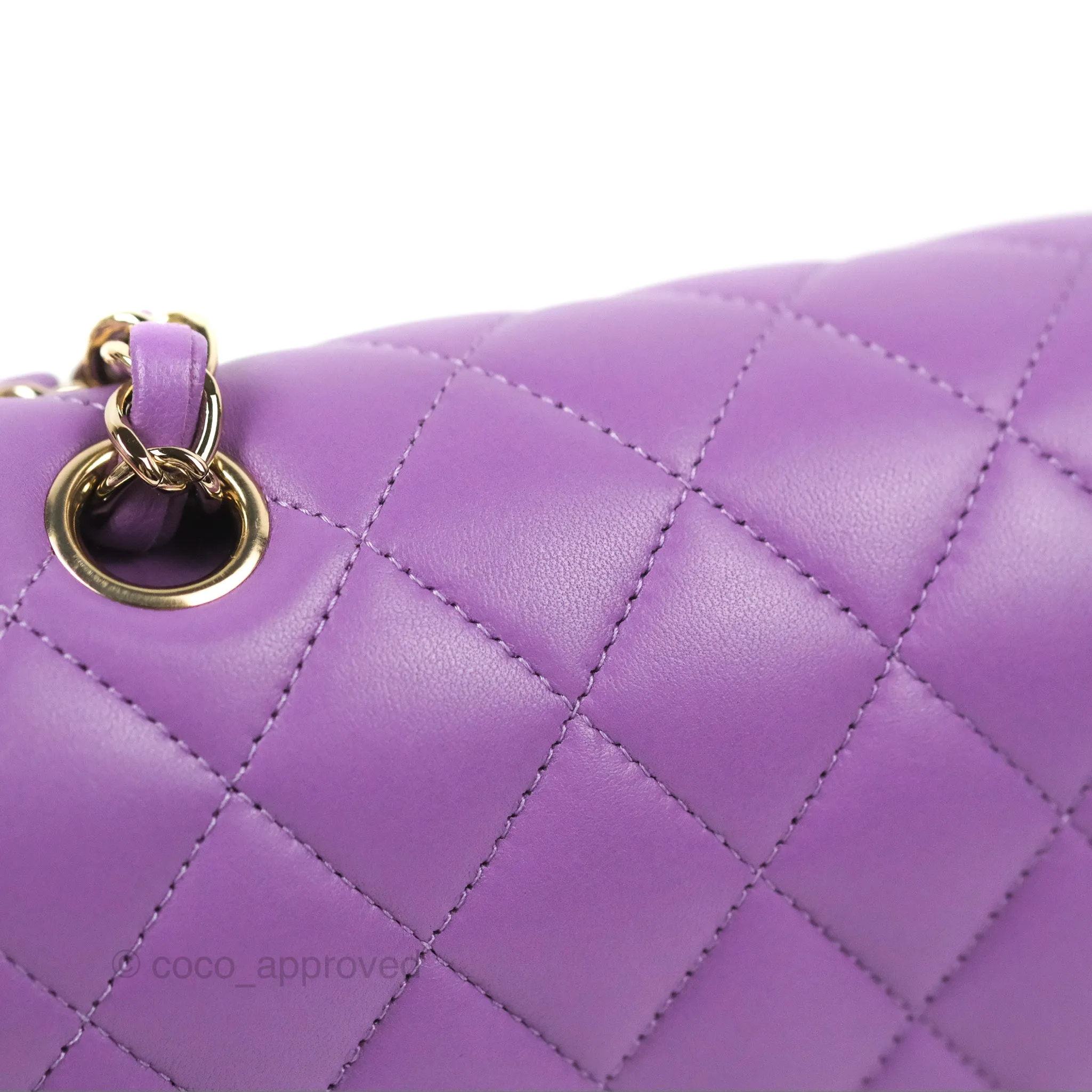 Chanel Small Classic Quilted Flap Purple Lambskin Gold Hardware