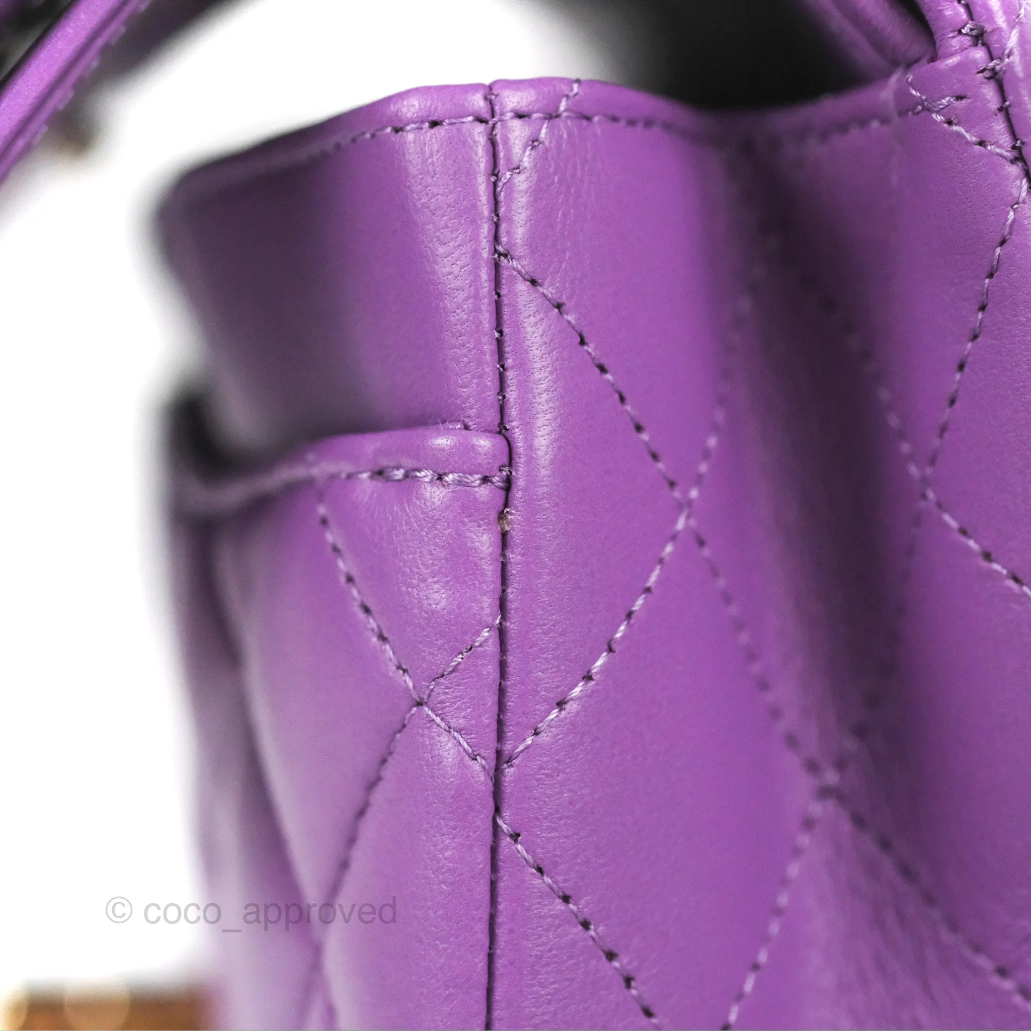 Chanel Small Classic Quilted Flap Purple Lambskin Gold Hardware