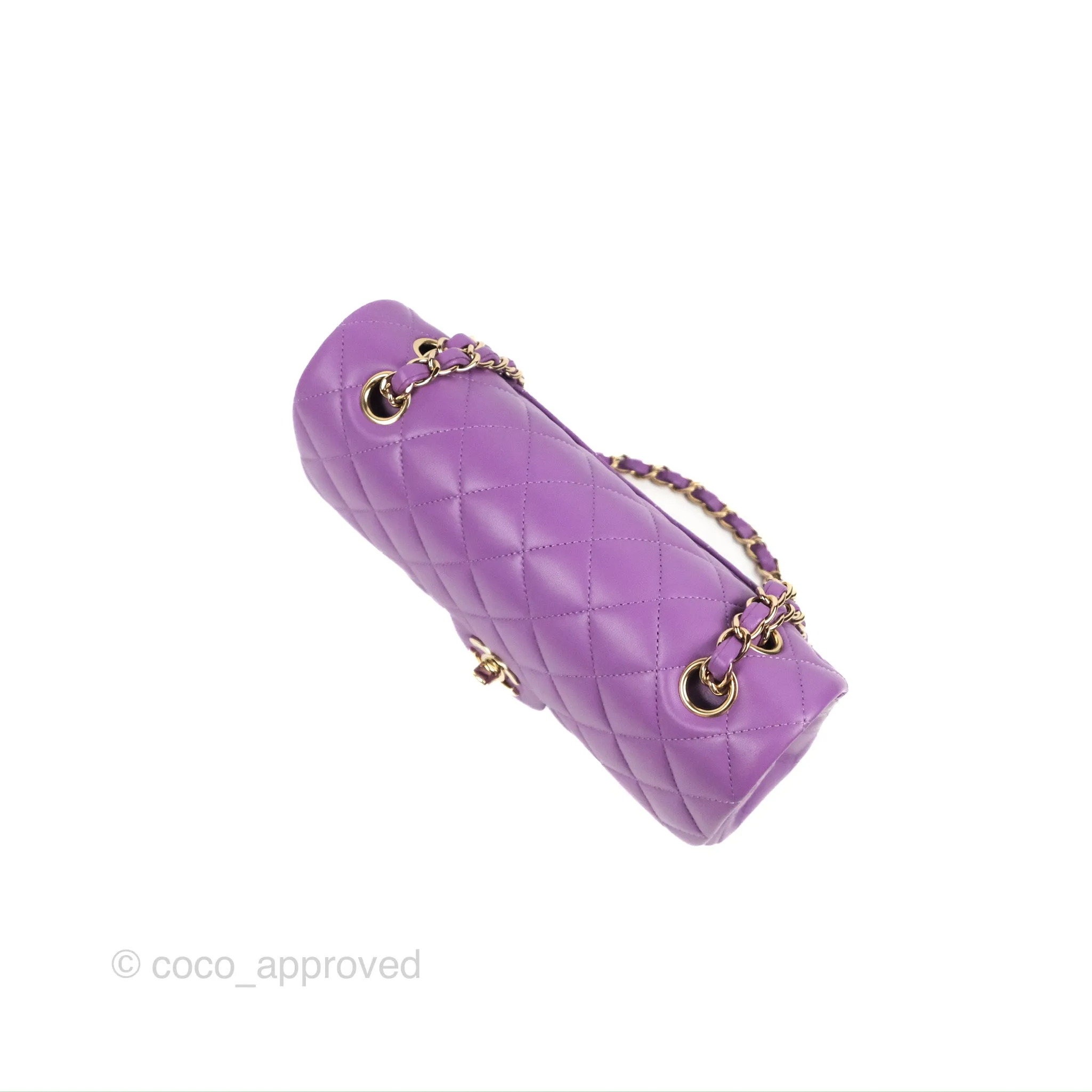 Chanel Small Classic Quilted Flap Purple Lambskin Gold Hardware