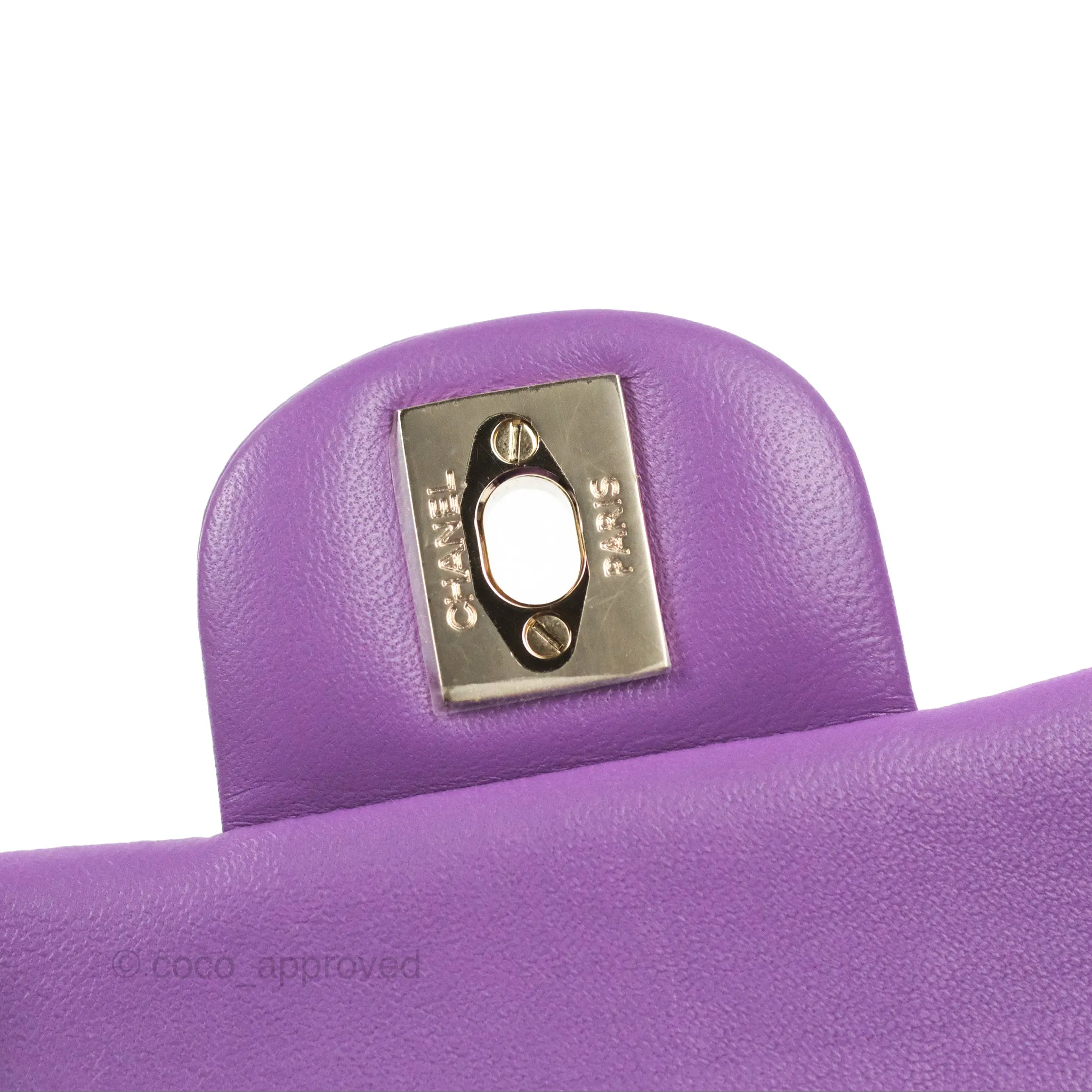 Chanel Small Classic Quilted Flap Purple Lambskin Gold Hardware