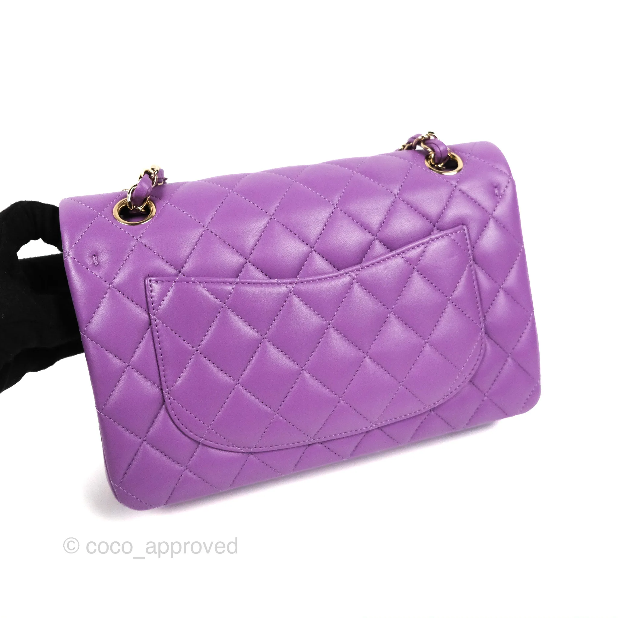 Chanel Small Classic Quilted Flap Purple Lambskin Gold Hardware