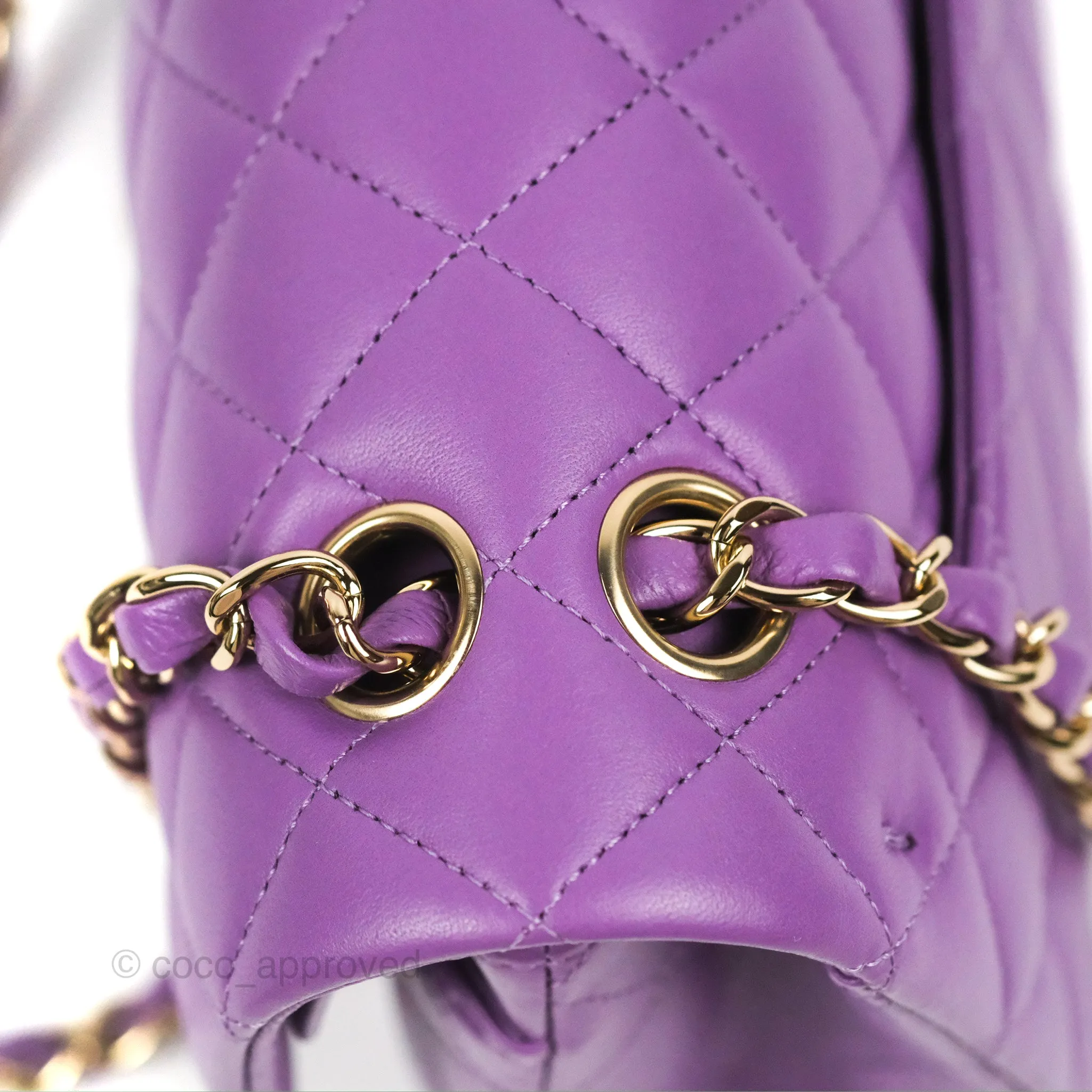 Chanel Small Classic Quilted Flap Purple Lambskin Gold Hardware