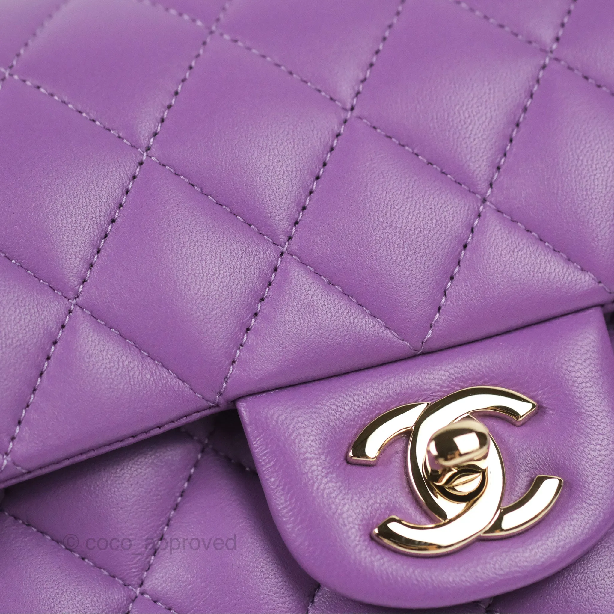 Chanel Small Classic Quilted Flap Purple Lambskin Gold Hardware