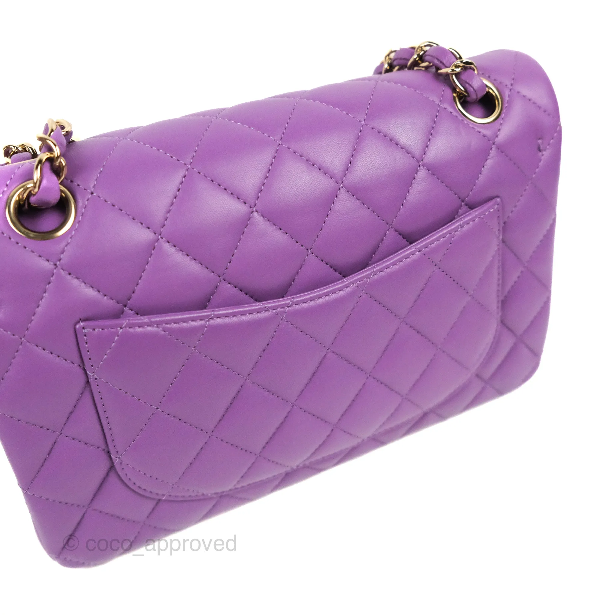 Chanel Small Classic Quilted Flap Purple Lambskin Gold Hardware