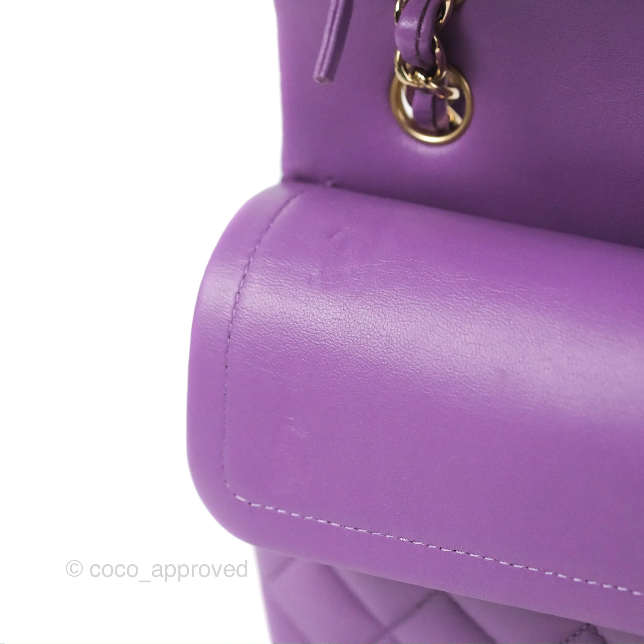 Chanel Small Classic Quilted Flap Purple Lambskin Gold Hardware