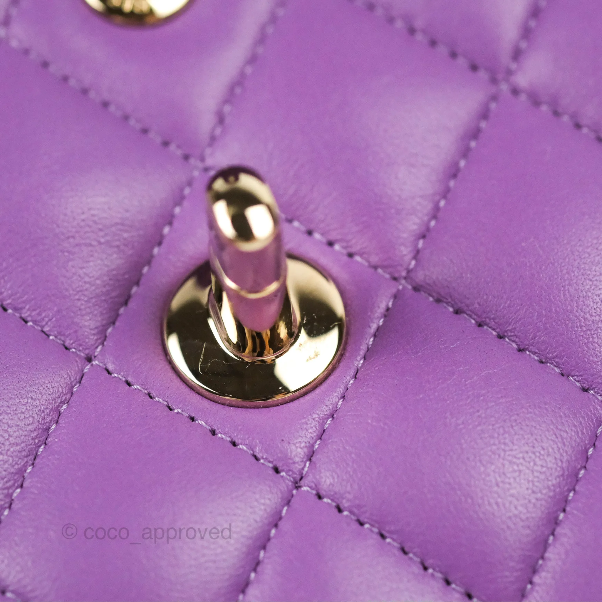 Chanel Small Classic Quilted Flap Purple Lambskin Gold Hardware