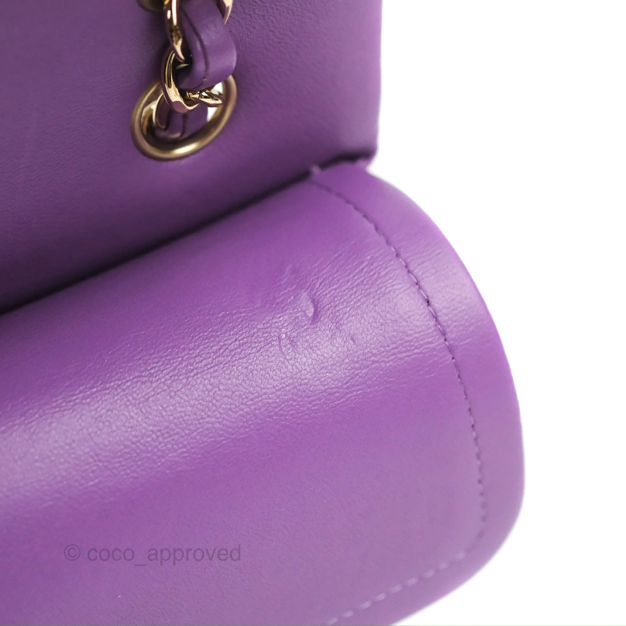 Chanel Small Classic Quilted Flap Purple Lambskin Gold Hardware
