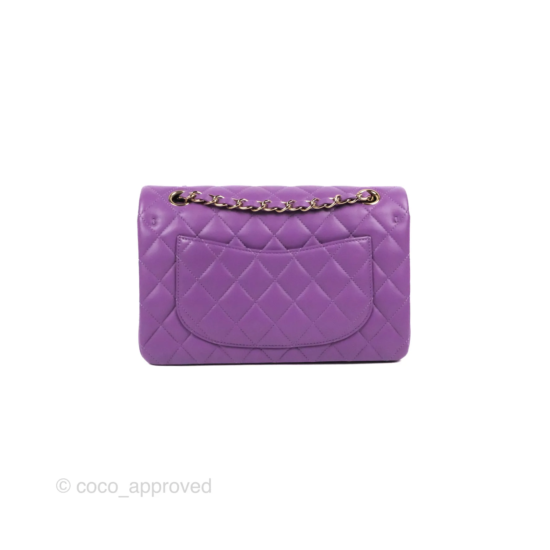 Chanel Small Classic Quilted Flap Purple Lambskin Gold Hardware
