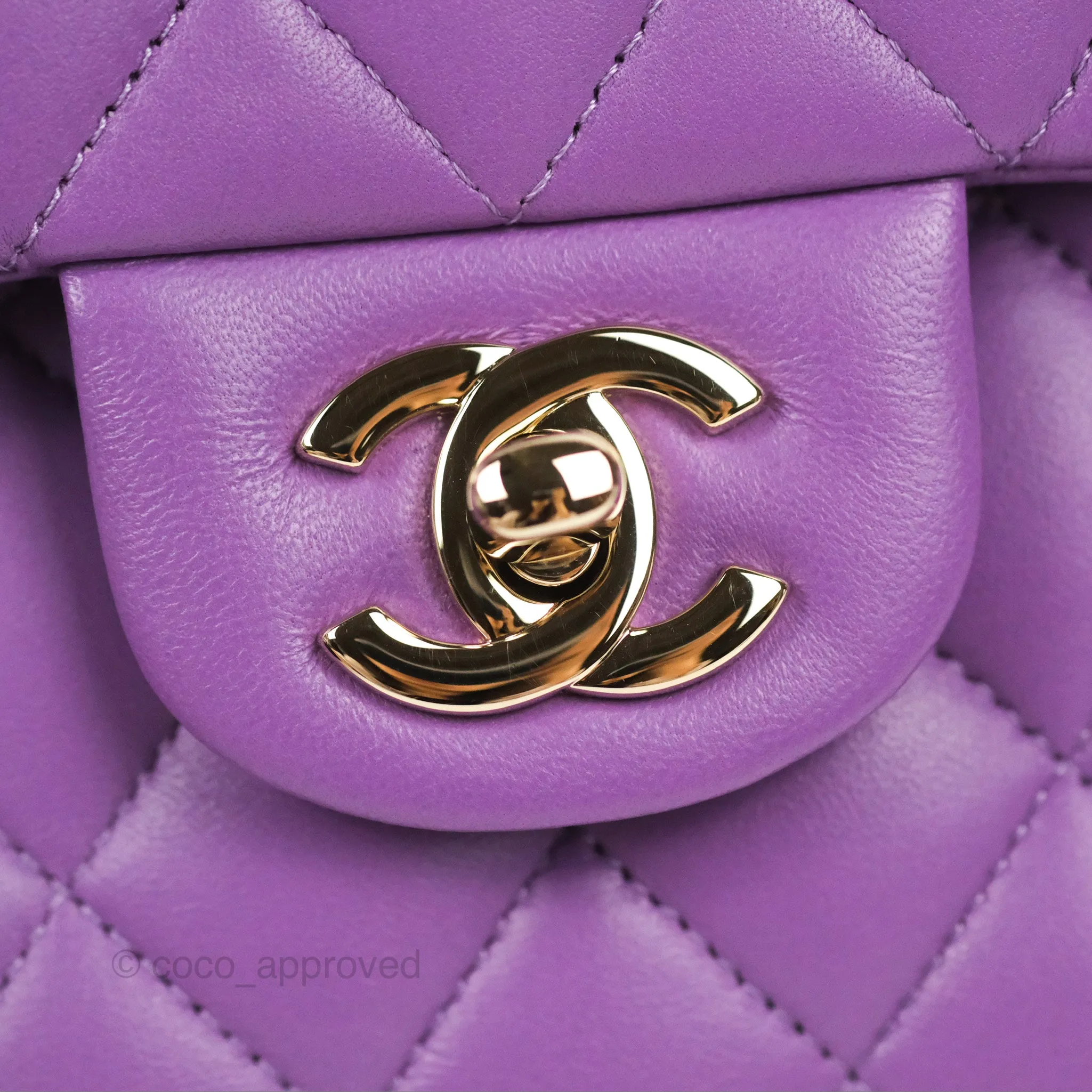 Chanel Small Classic Quilted Flap Purple Lambskin Gold Hardware