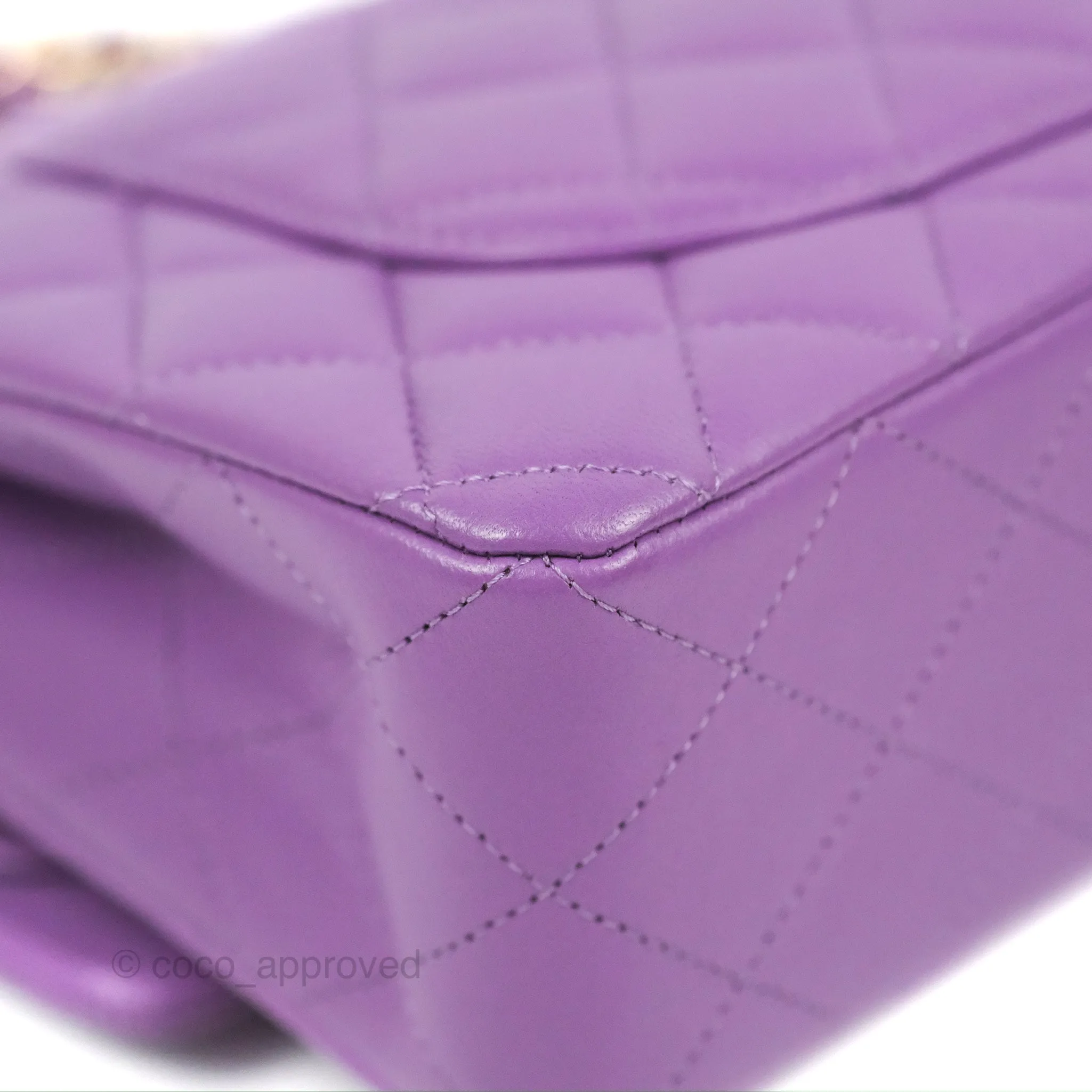 Chanel Small Classic Quilted Flap Purple Lambskin Gold Hardware