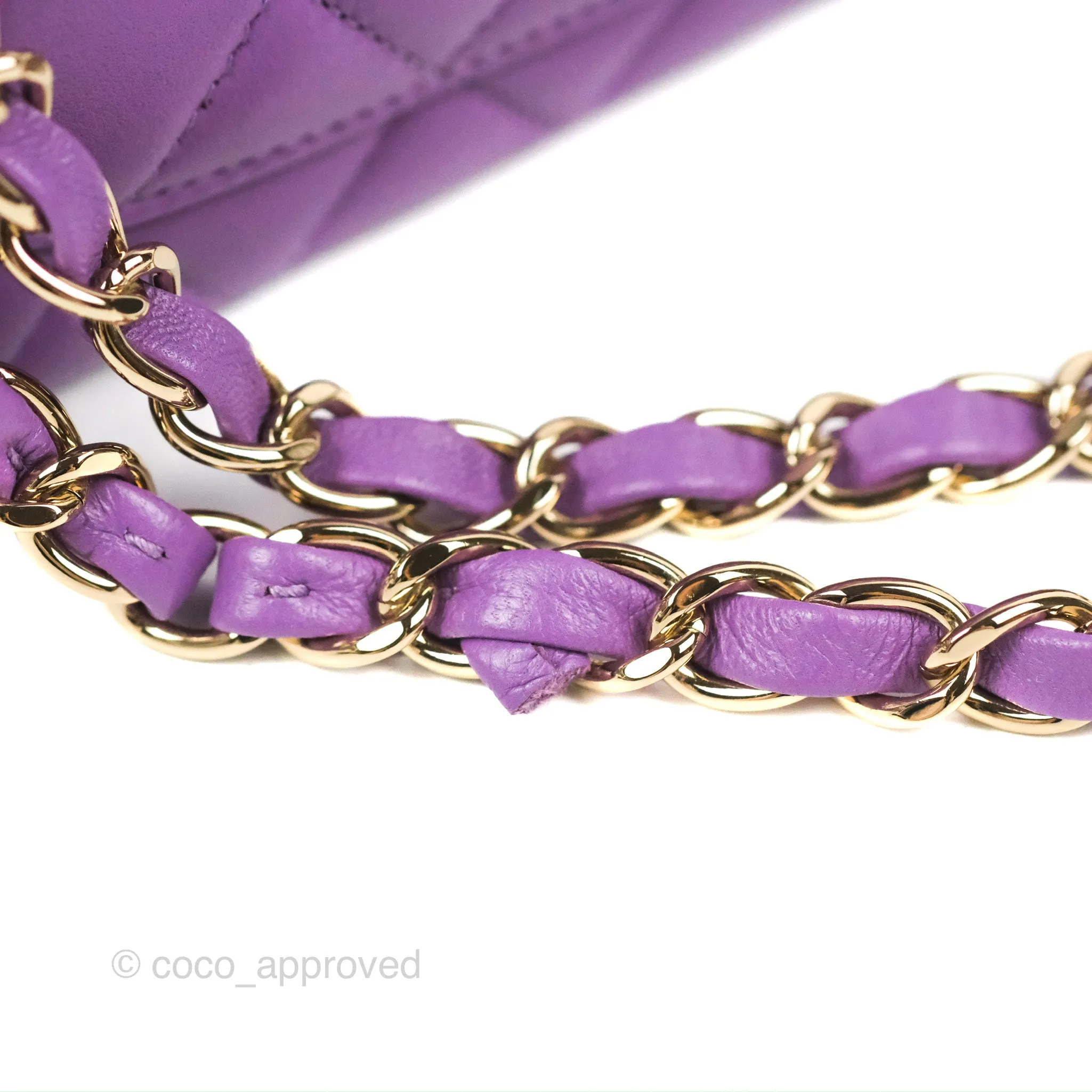 Chanel Small Classic Quilted Flap Purple Lambskin Gold Hardware