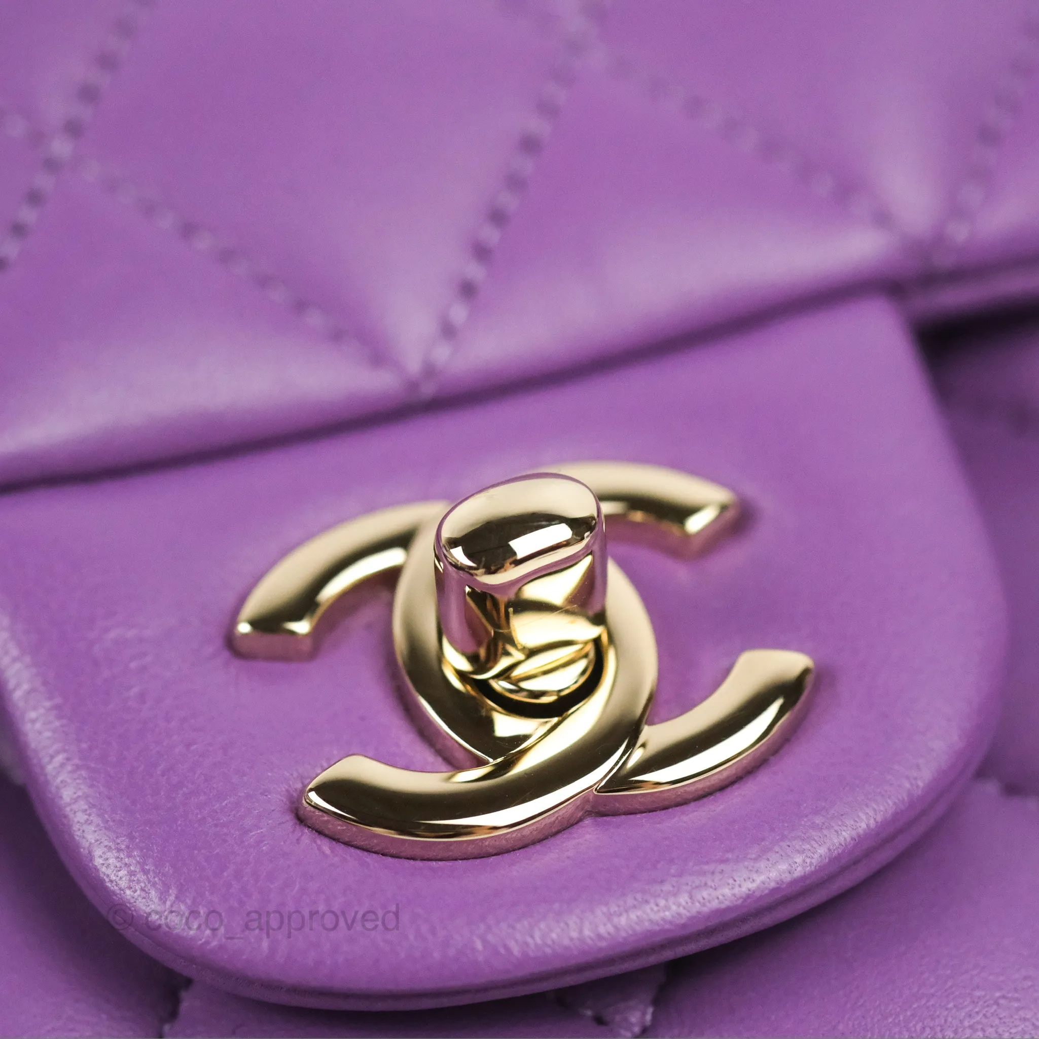 Chanel Small Classic Quilted Flap Purple Lambskin Gold Hardware