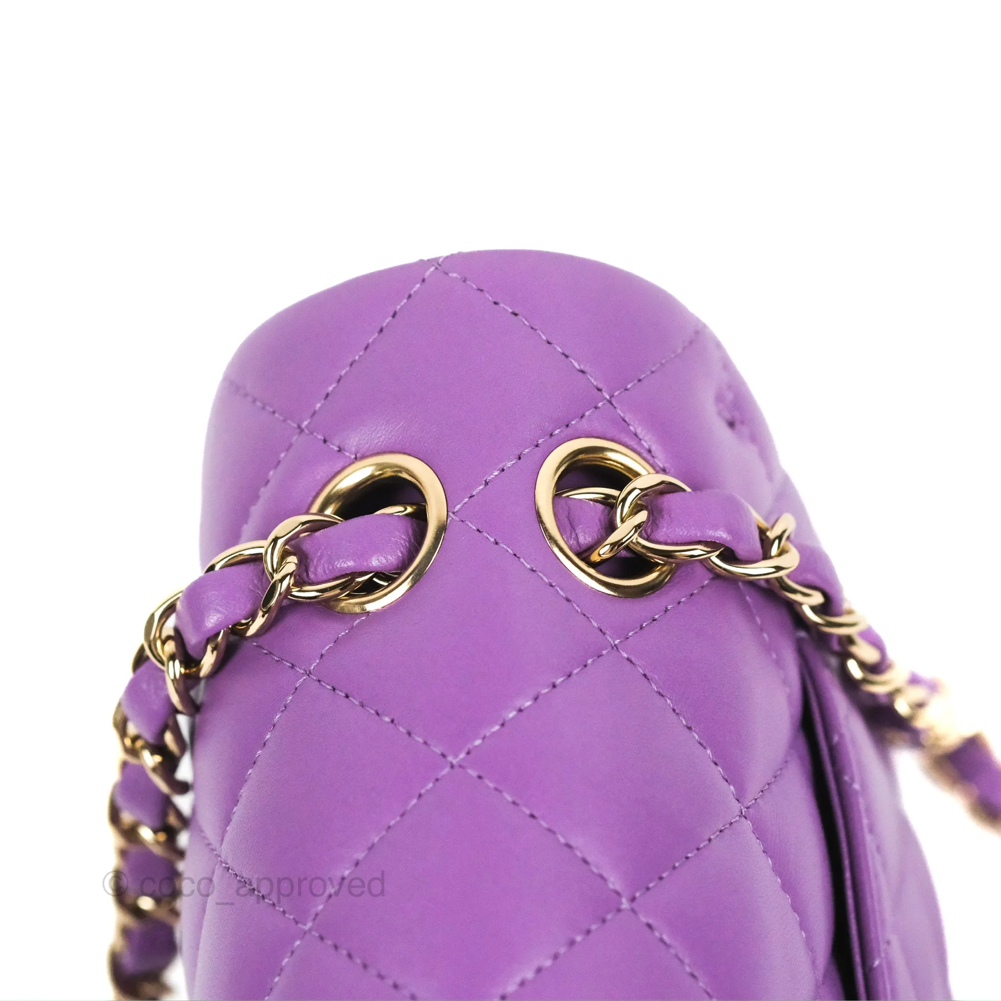Chanel Small Classic Quilted Flap Purple Lambskin Gold Hardware