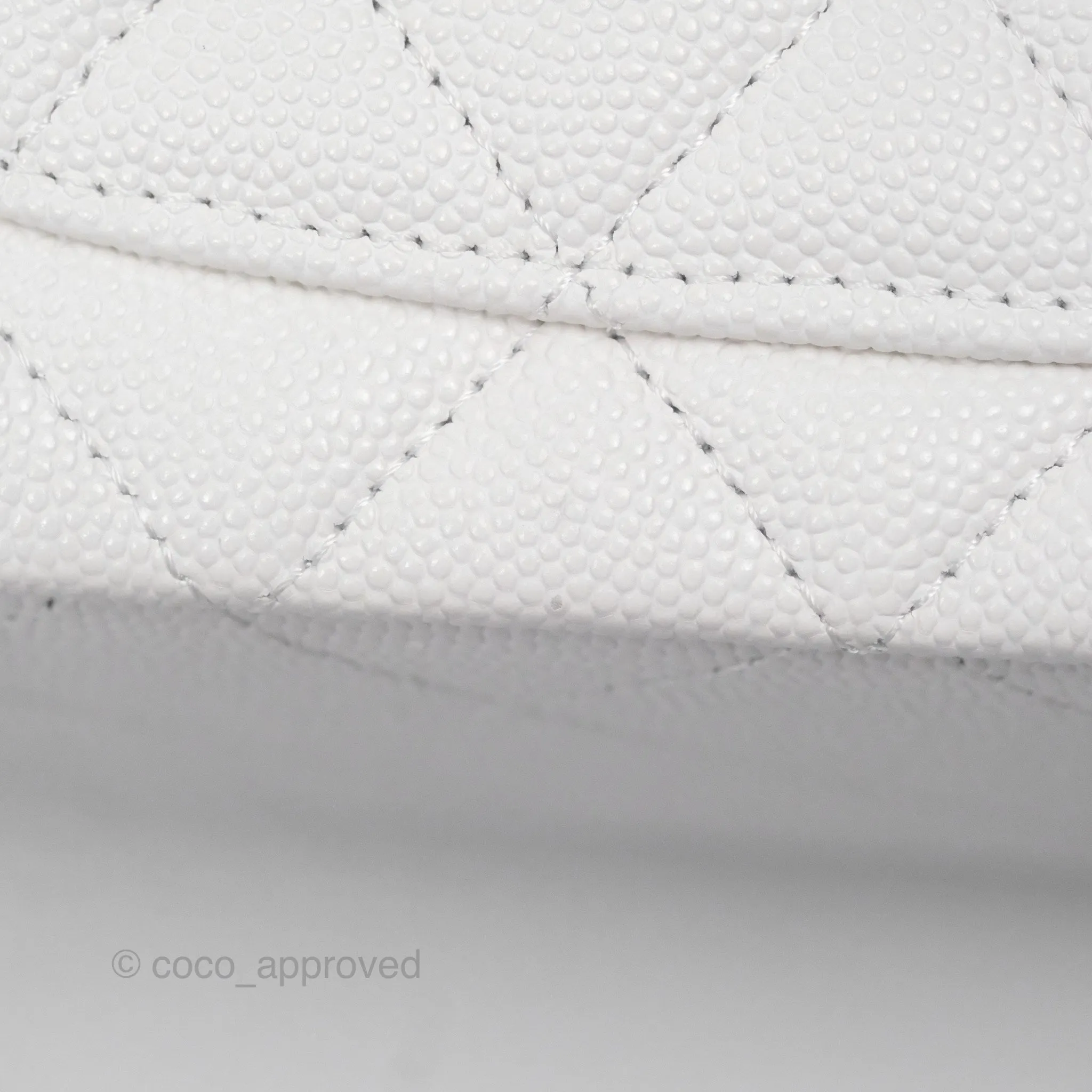 Chanel Small Classic Quilted Flap White Caviar Gold Hardware