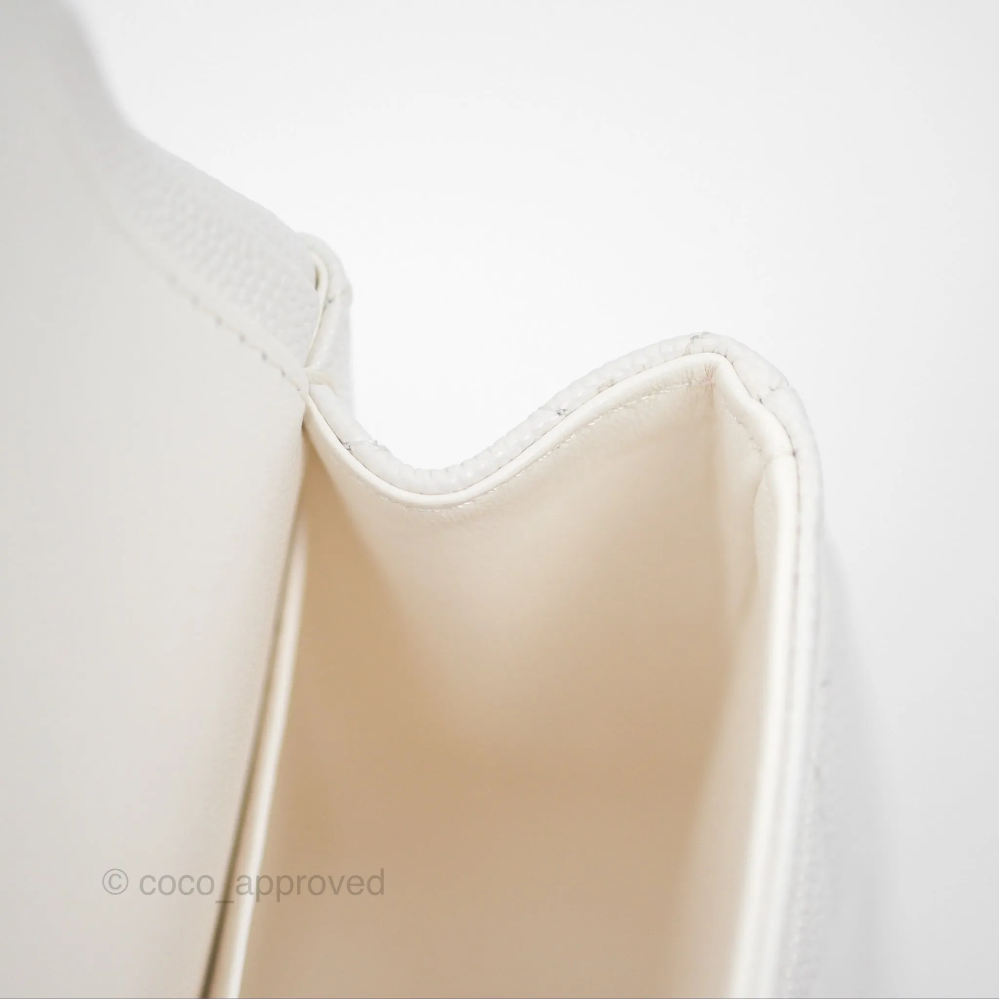 Chanel Small Classic Quilted Flap White Caviar Gold Hardware
