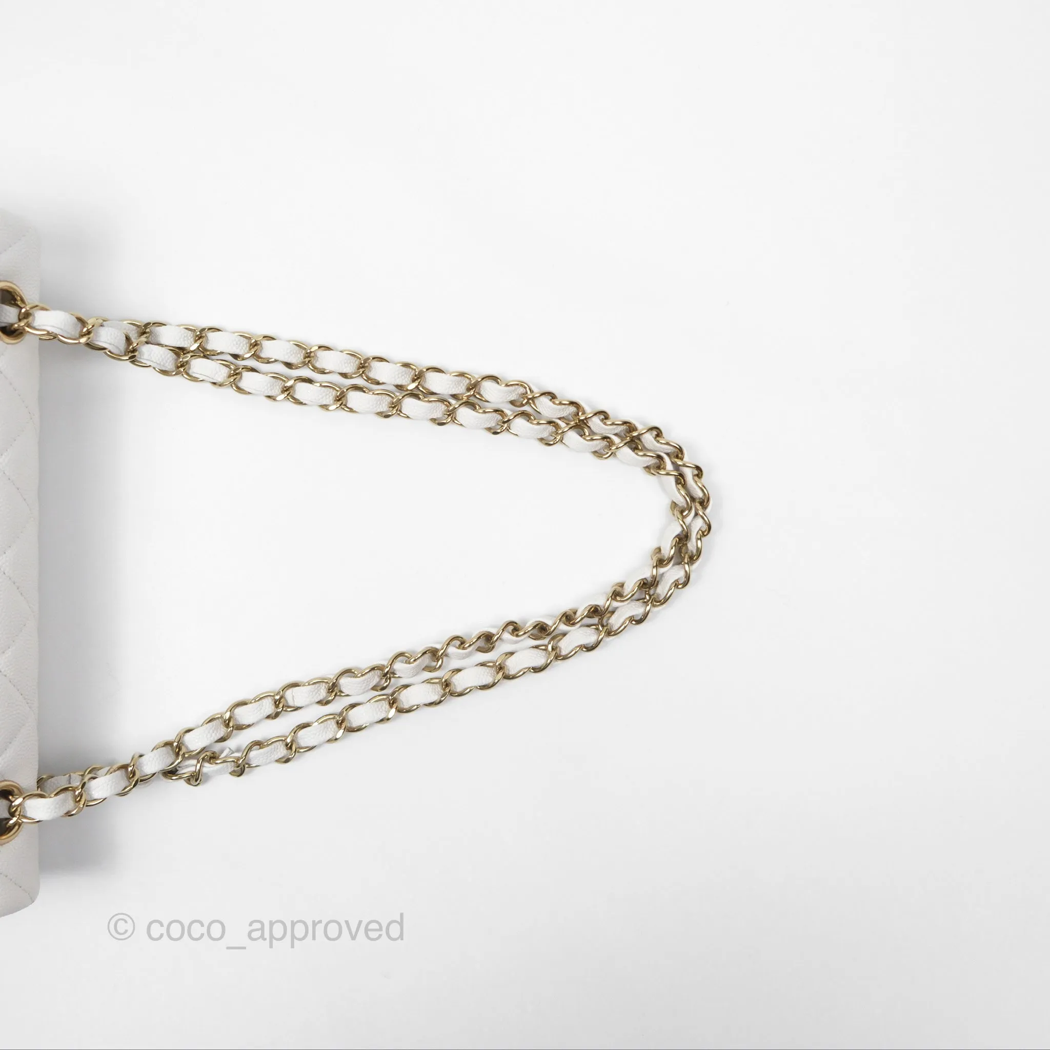 Chanel Small Classic Quilted Flap White Caviar Gold Hardware