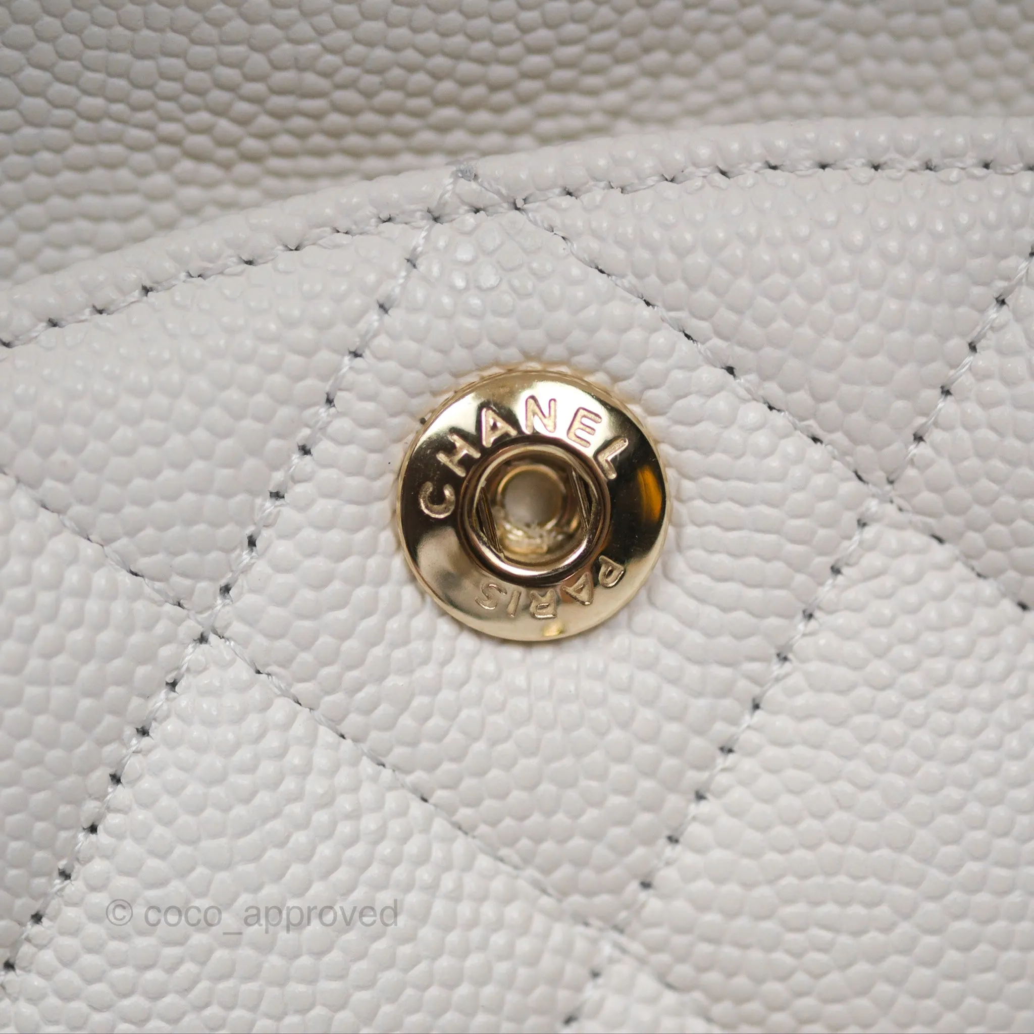 Chanel Small Classic Quilted Flap White Caviar Gold Hardware
