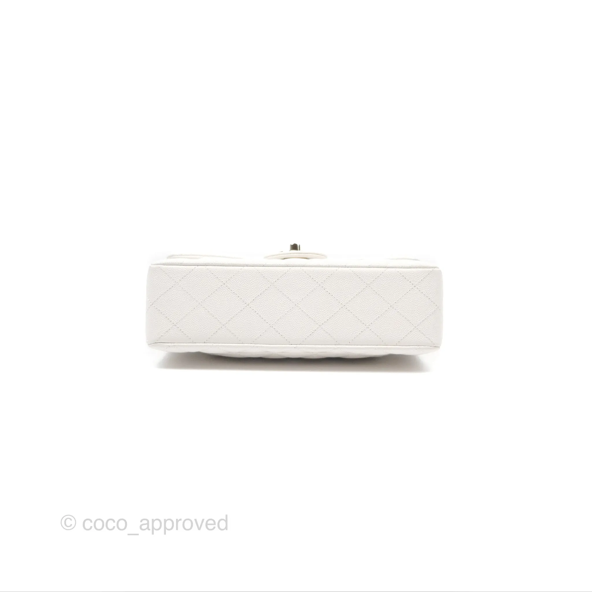 Chanel Small Classic Quilted Flap White Caviar Gold Hardware