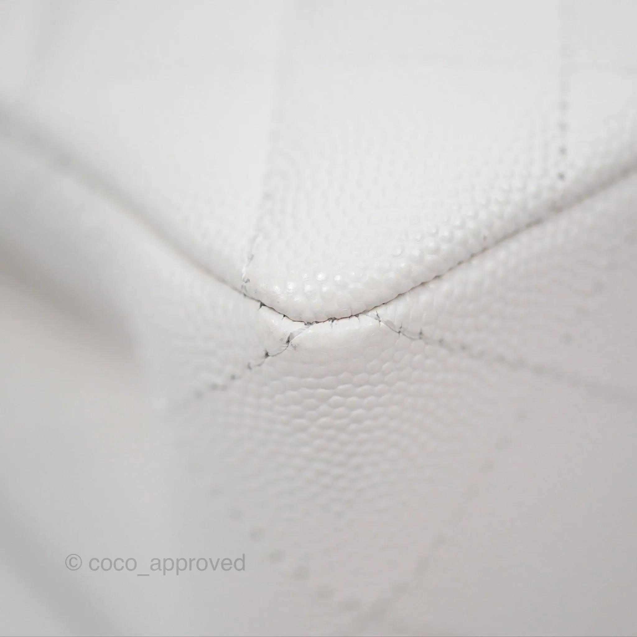 Chanel Small Classic Quilted Flap White Caviar Gold Hardware