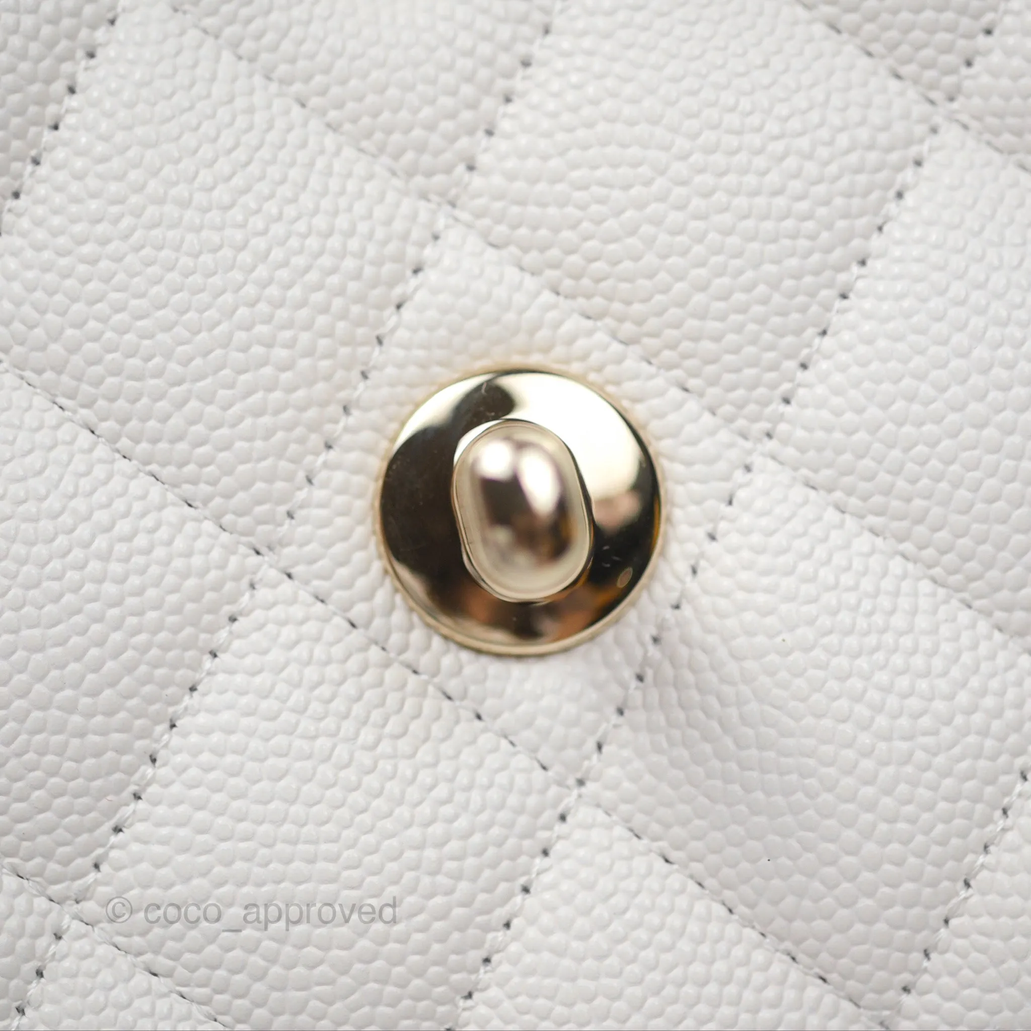 Chanel Small Classic Quilted Flap White Caviar Gold Hardware