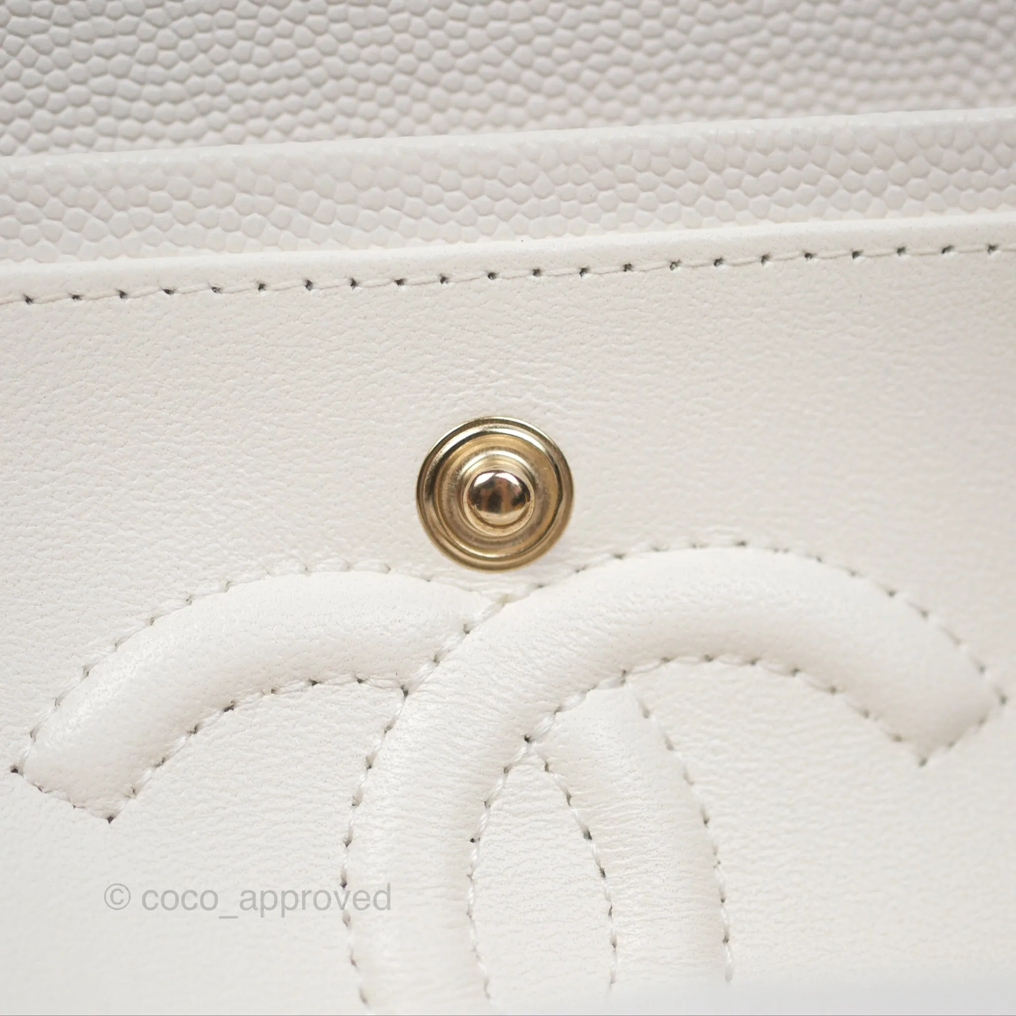 Chanel Small Classic Quilted Flap White Caviar Gold Hardware