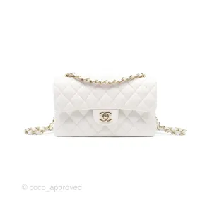 Chanel Small Classic Quilted Flap White Caviar Gold Hardware