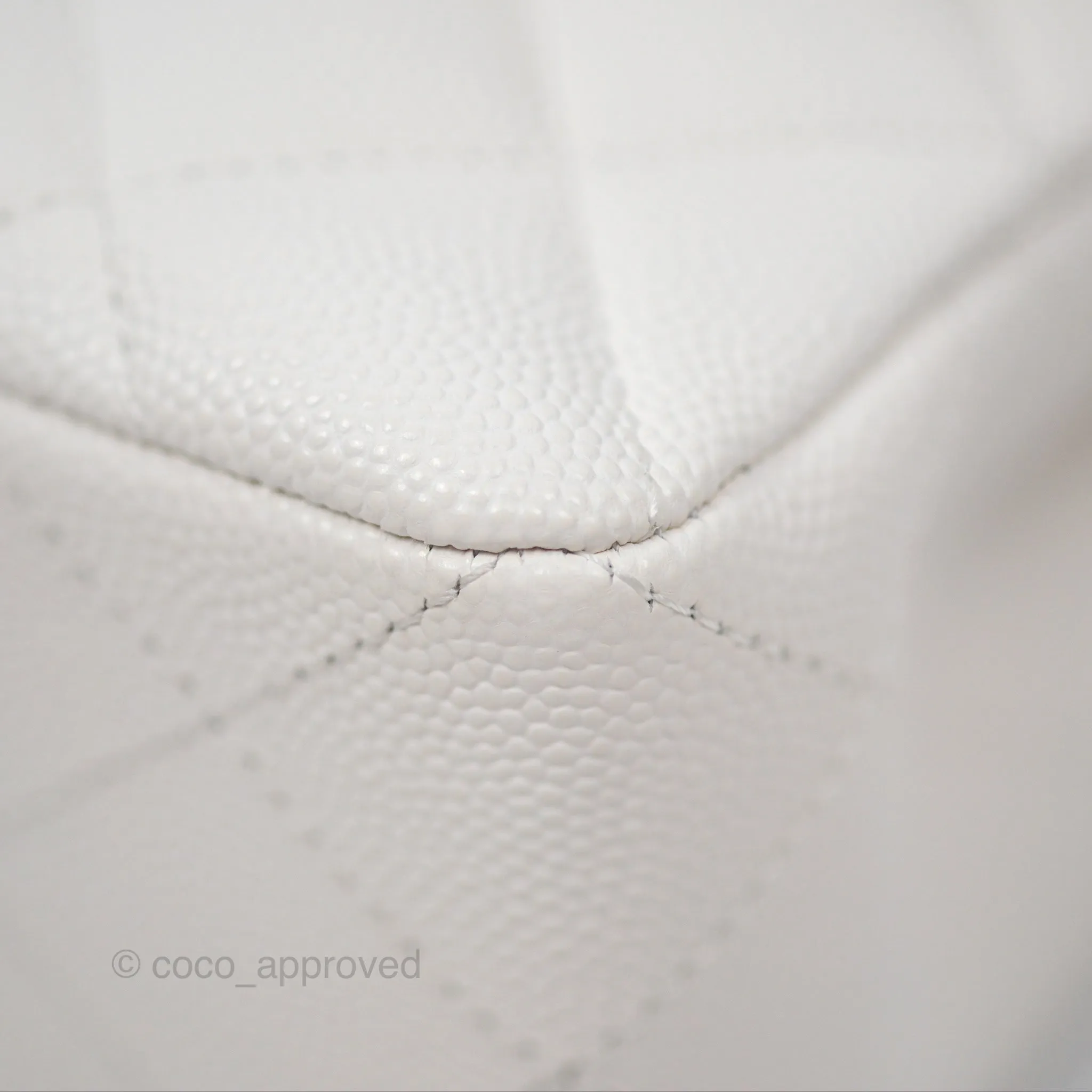 Chanel Small Classic Quilted Flap White Caviar Gold Hardware
