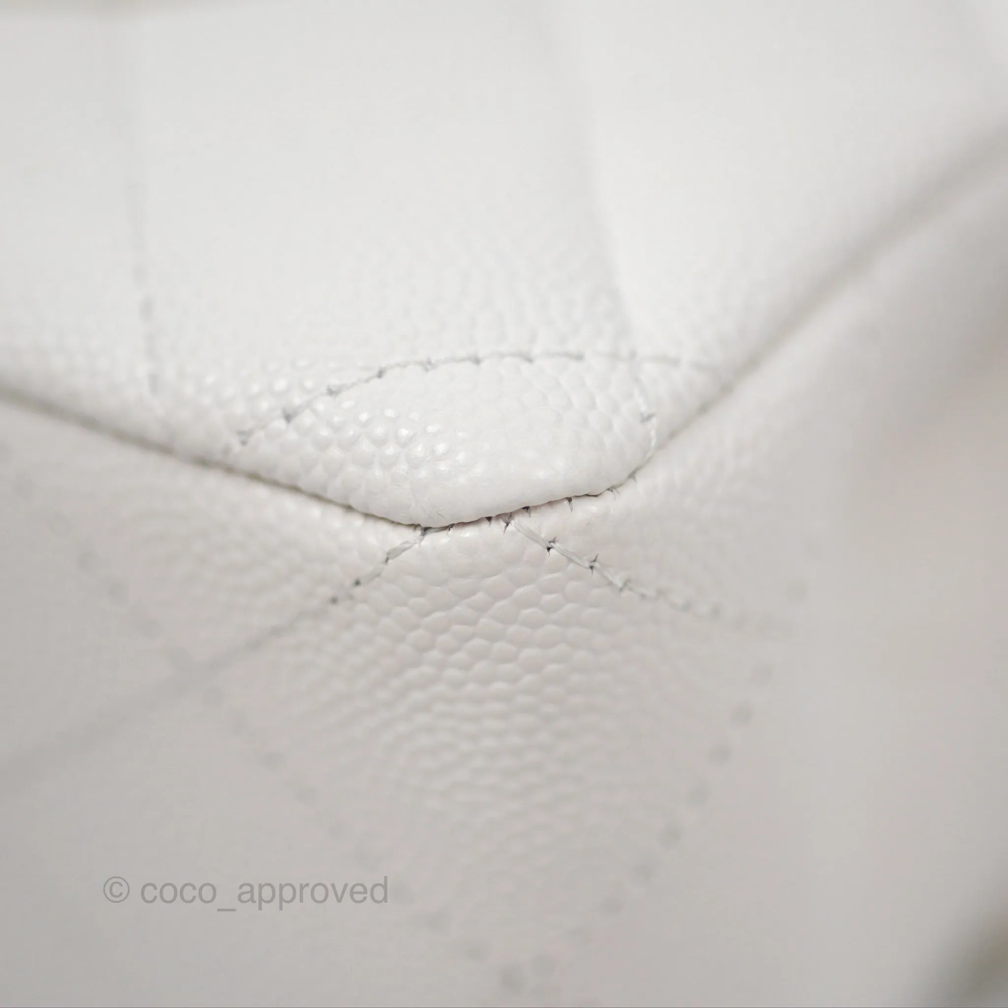 Chanel Small Classic Quilted Flap White Caviar Gold Hardware