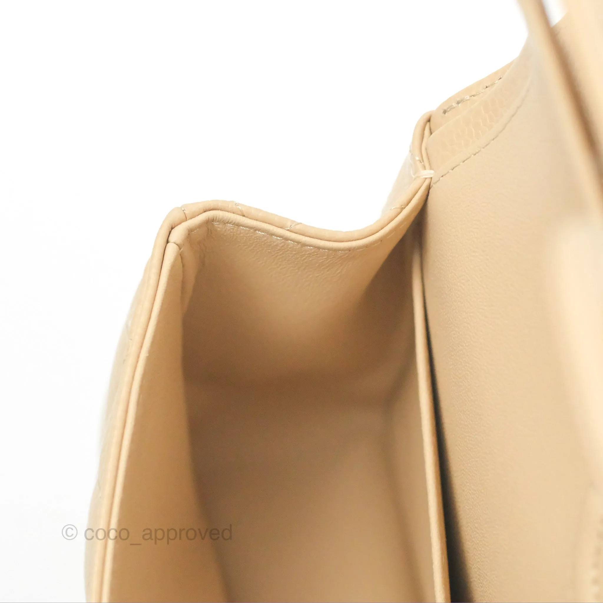 Chanel Small Quilted Classic Flap Beige Caviar Gold Hardware
