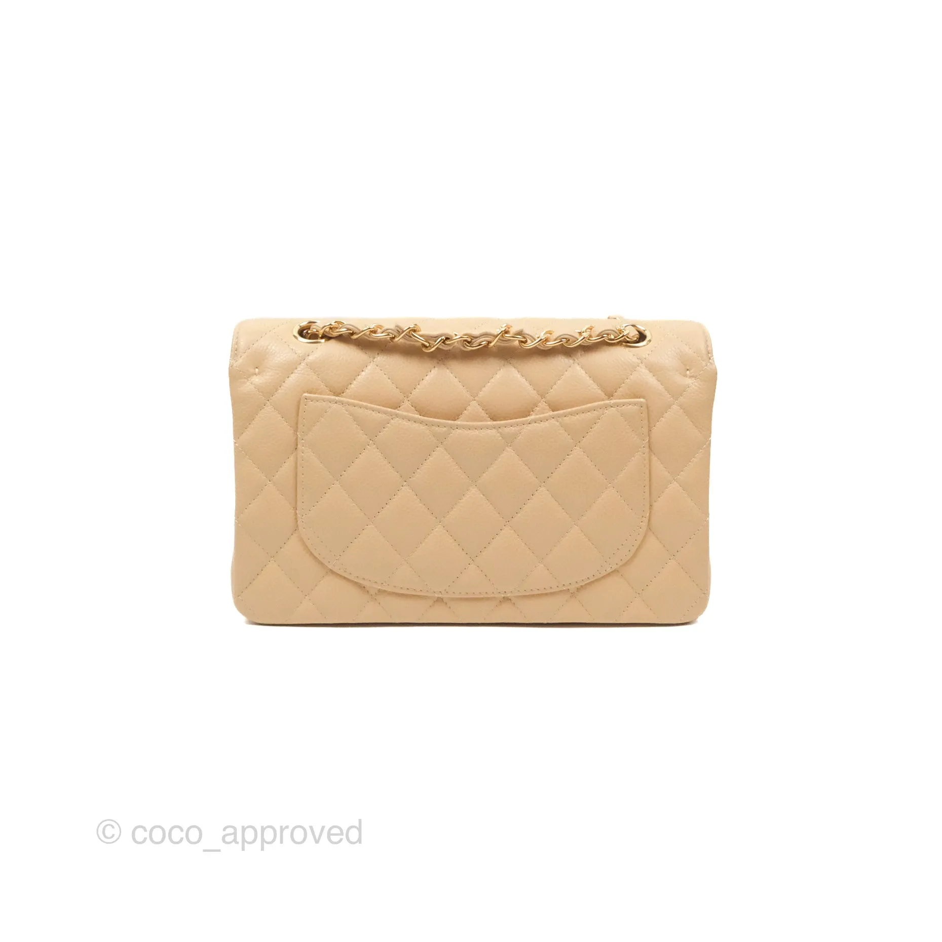 Chanel Small Quilted Classic Flap Beige Caviar Gold Hardware