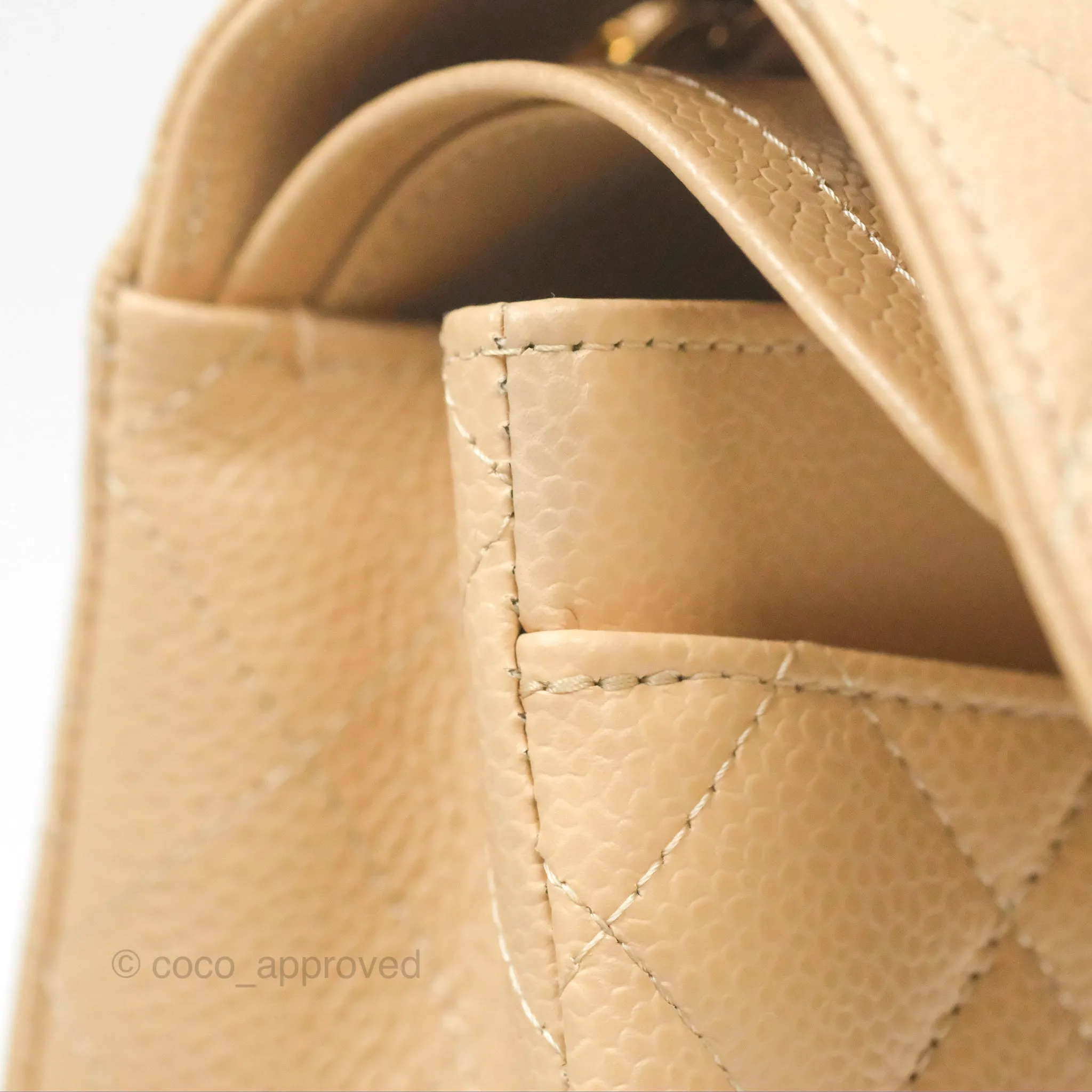 Chanel Small Quilted Classic Flap Beige Caviar Gold Hardware