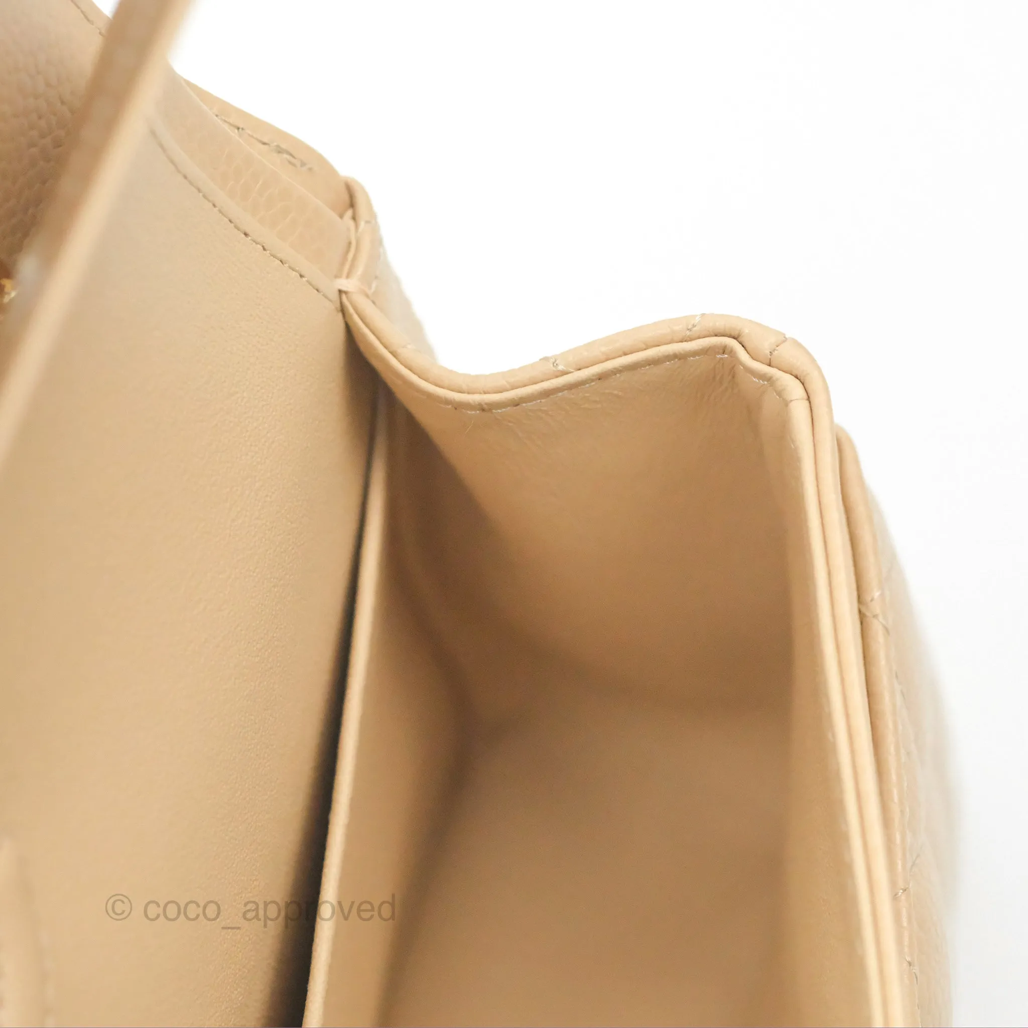 Chanel Small Quilted Classic Flap Beige Caviar Gold Hardware