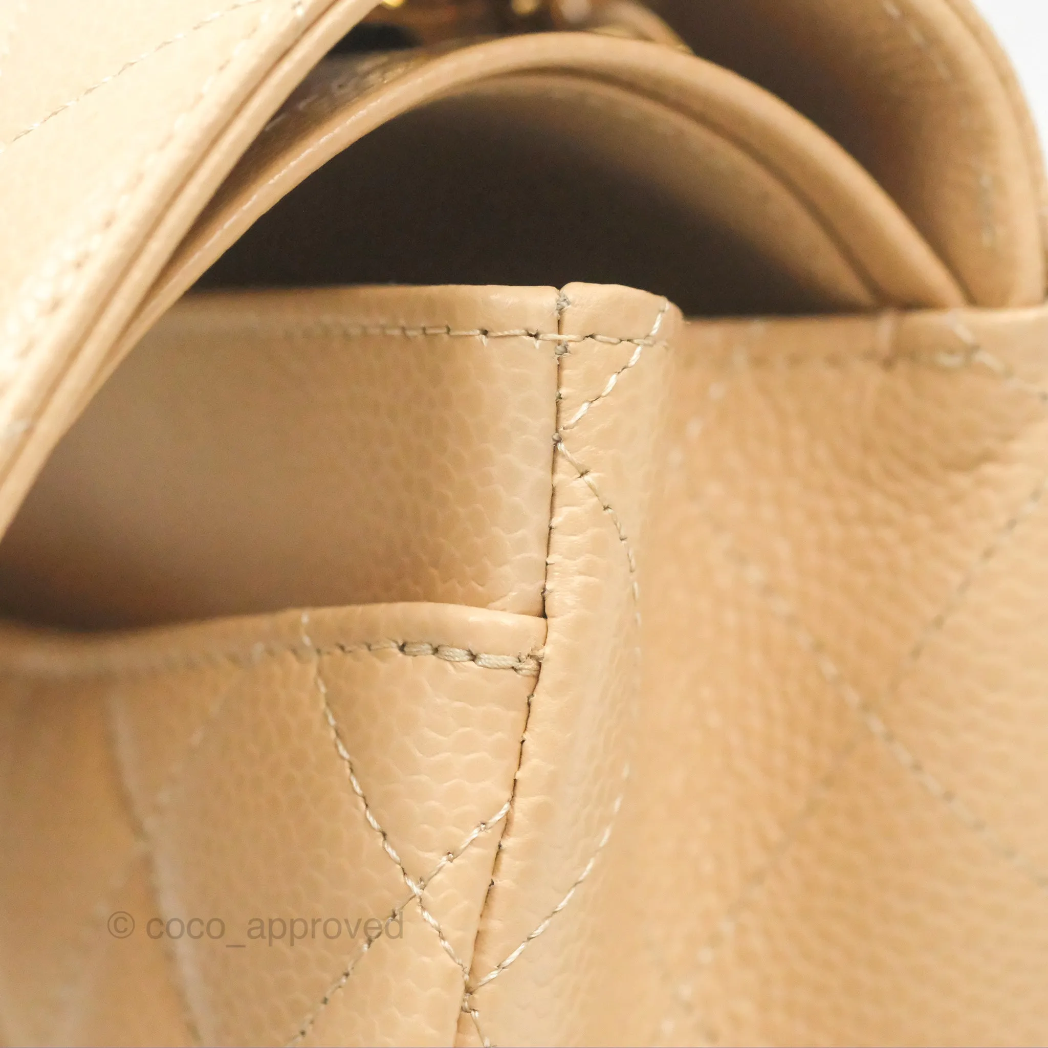 Chanel Small Quilted Classic Flap Beige Caviar Gold Hardware
