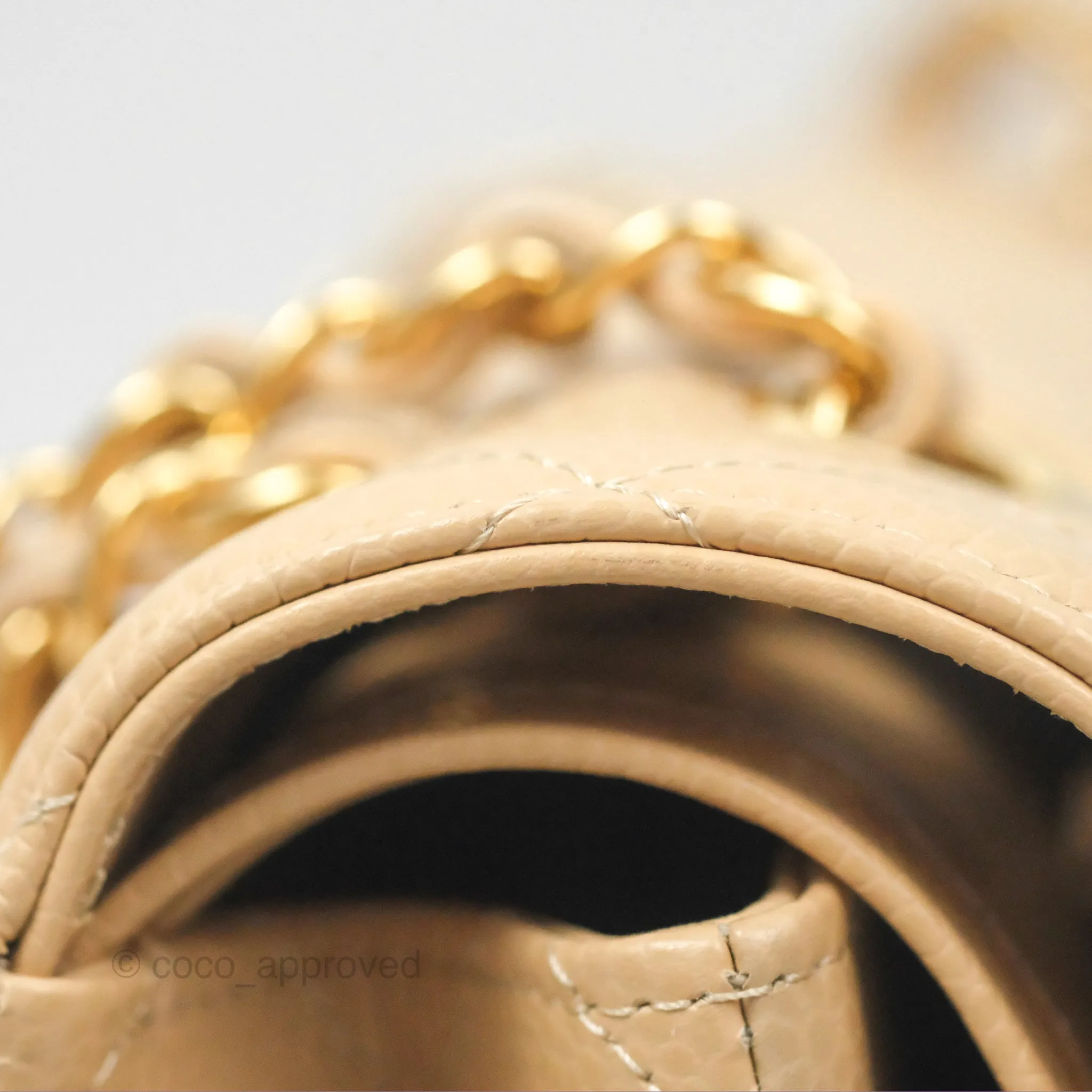 Chanel Small Quilted Classic Flap Beige Caviar Gold Hardware