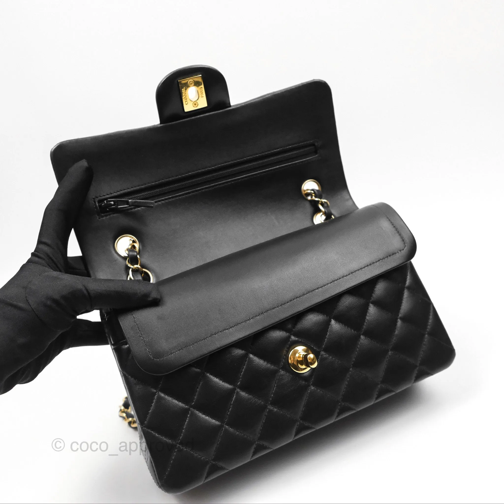 Chanel Small S/M Classic Flap Black Lambskin Gold Hardware