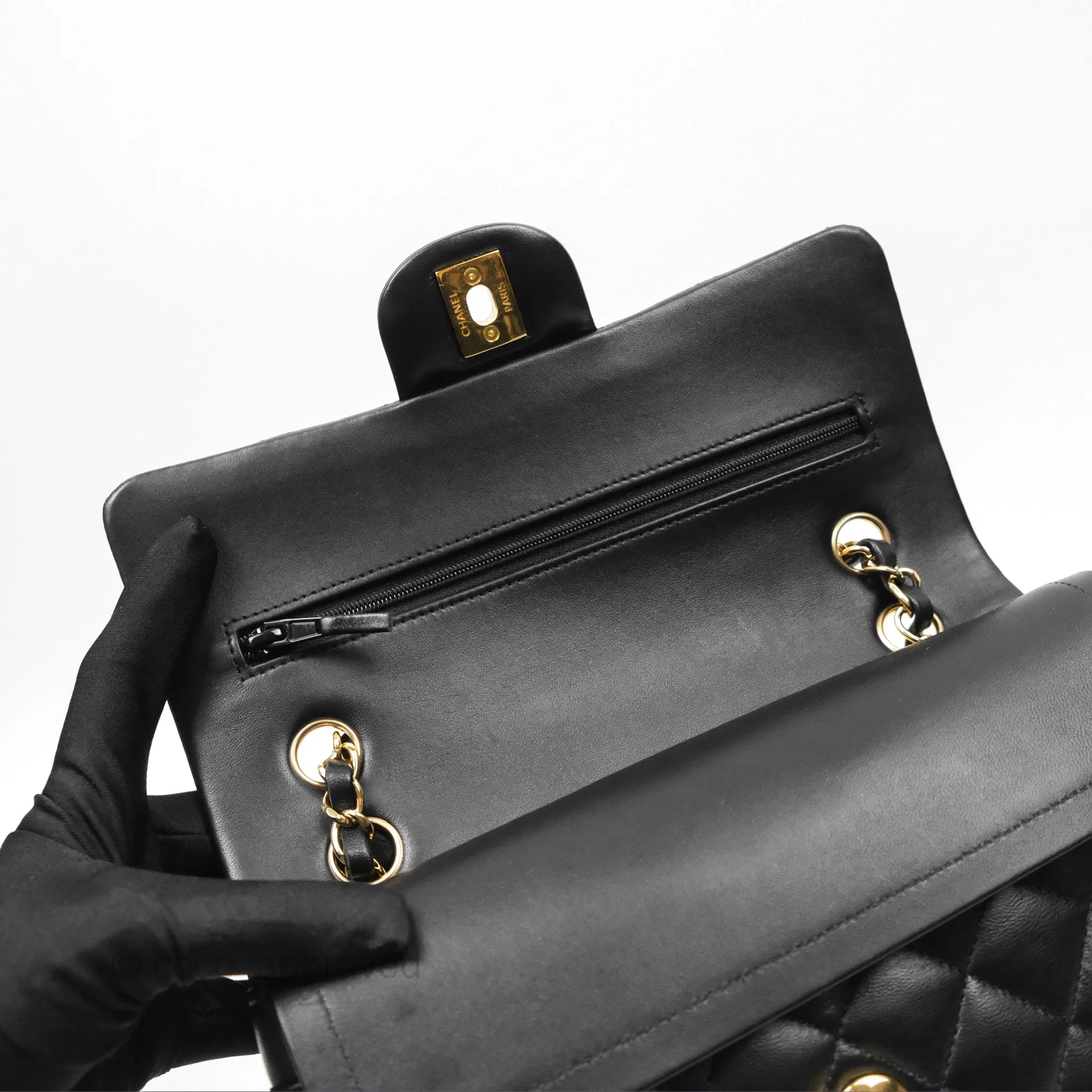 Chanel Small S/M Classic Flap Black Lambskin Gold Hardware