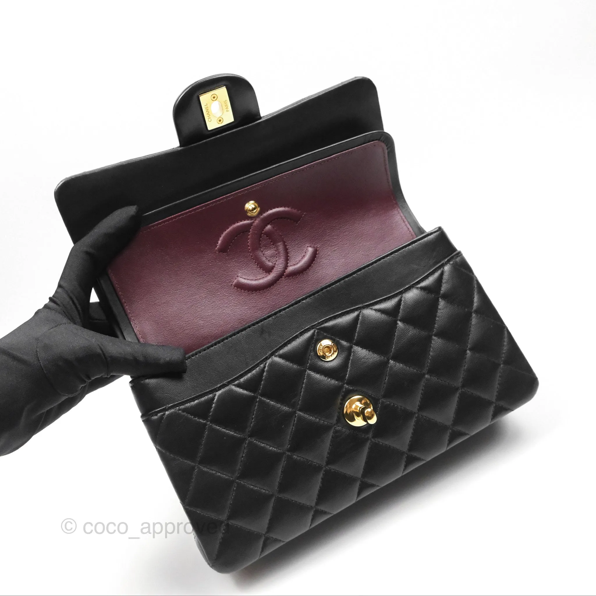 Chanel Small S/M Classic Flap Black Lambskin Gold Hardware