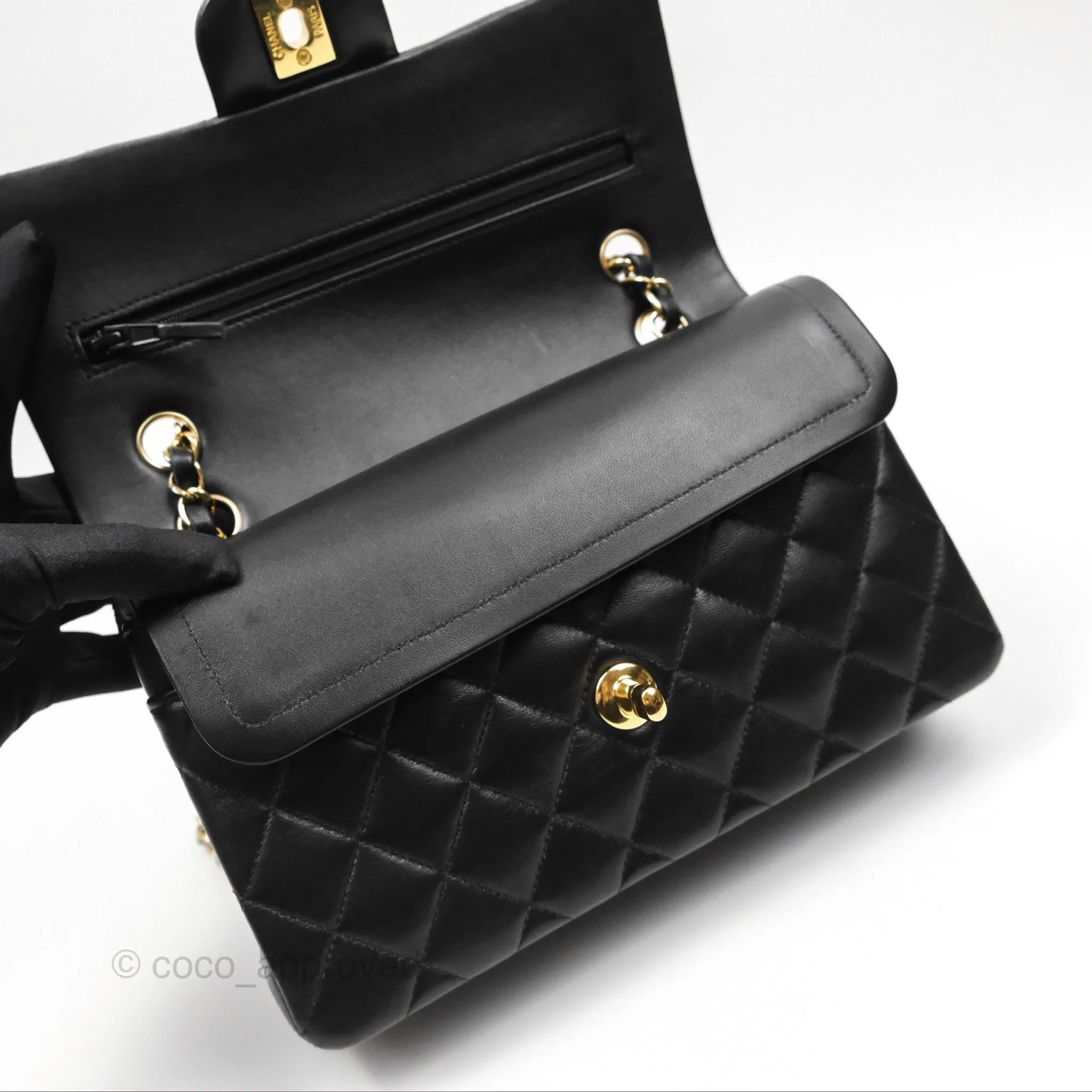 Chanel Small S/M Classic Flap Black Lambskin Gold Hardware