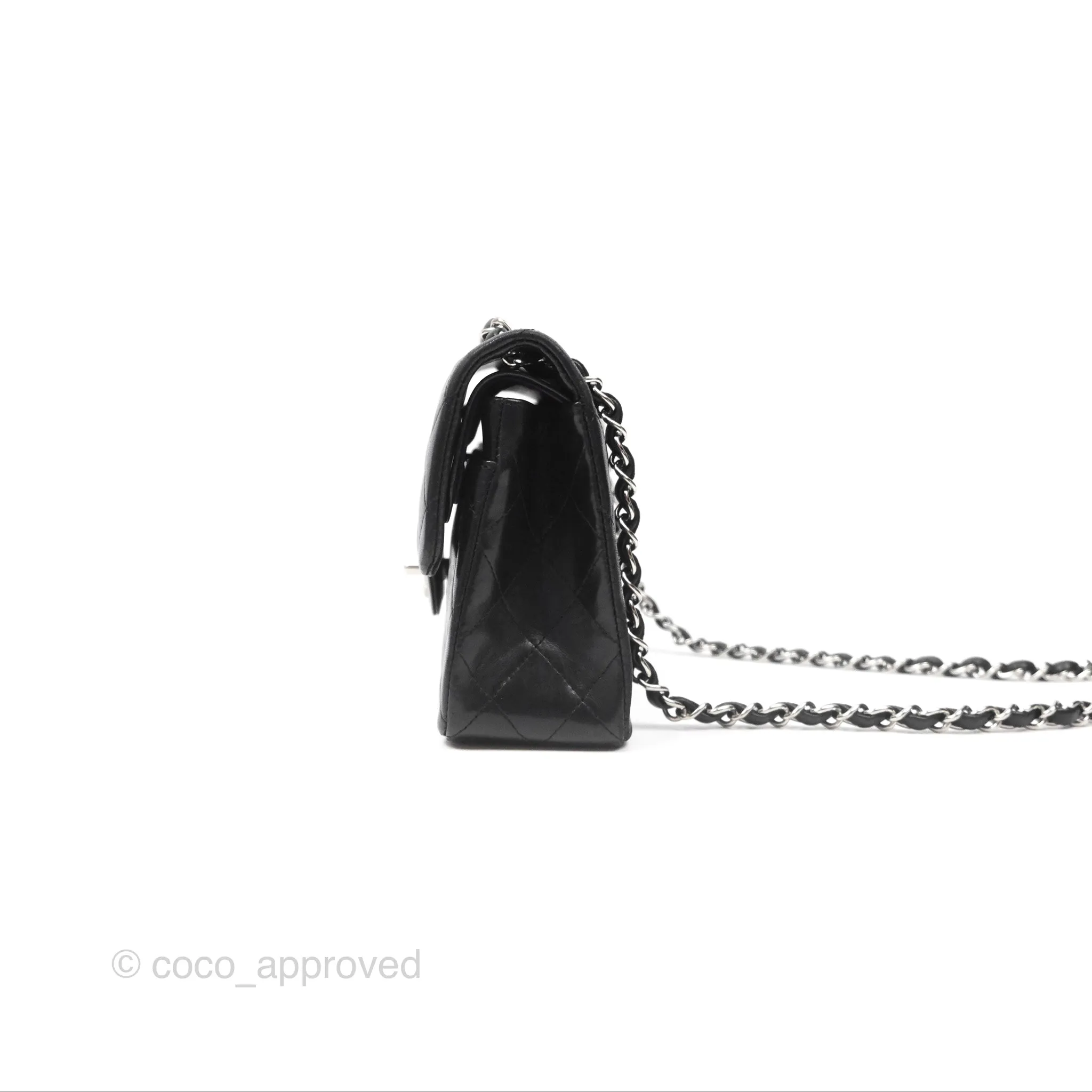 Chanel Small S/M Classic Flap Black Lambskin Silver Hardware