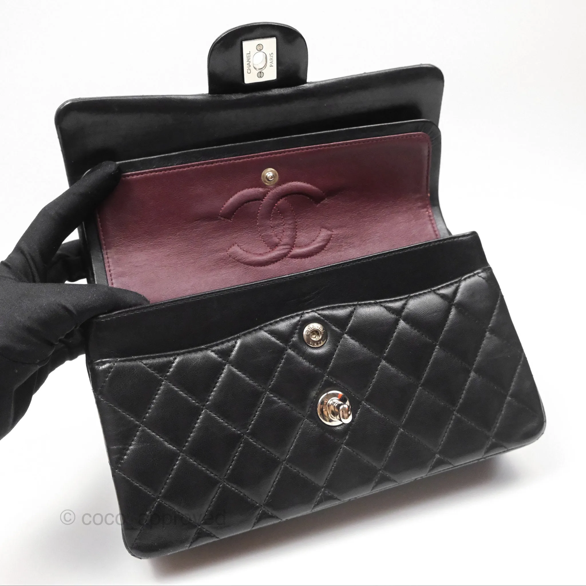 Chanel Small S/M Classic Flap Black Lambskin Silver Hardware
