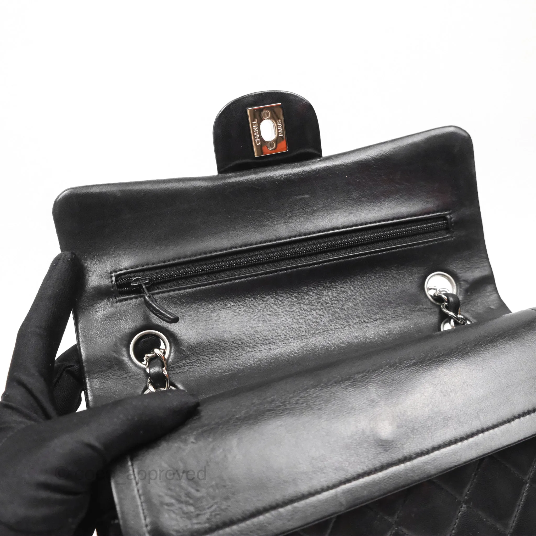 Chanel Small S/M Classic Flap Black Lambskin Silver Hardware