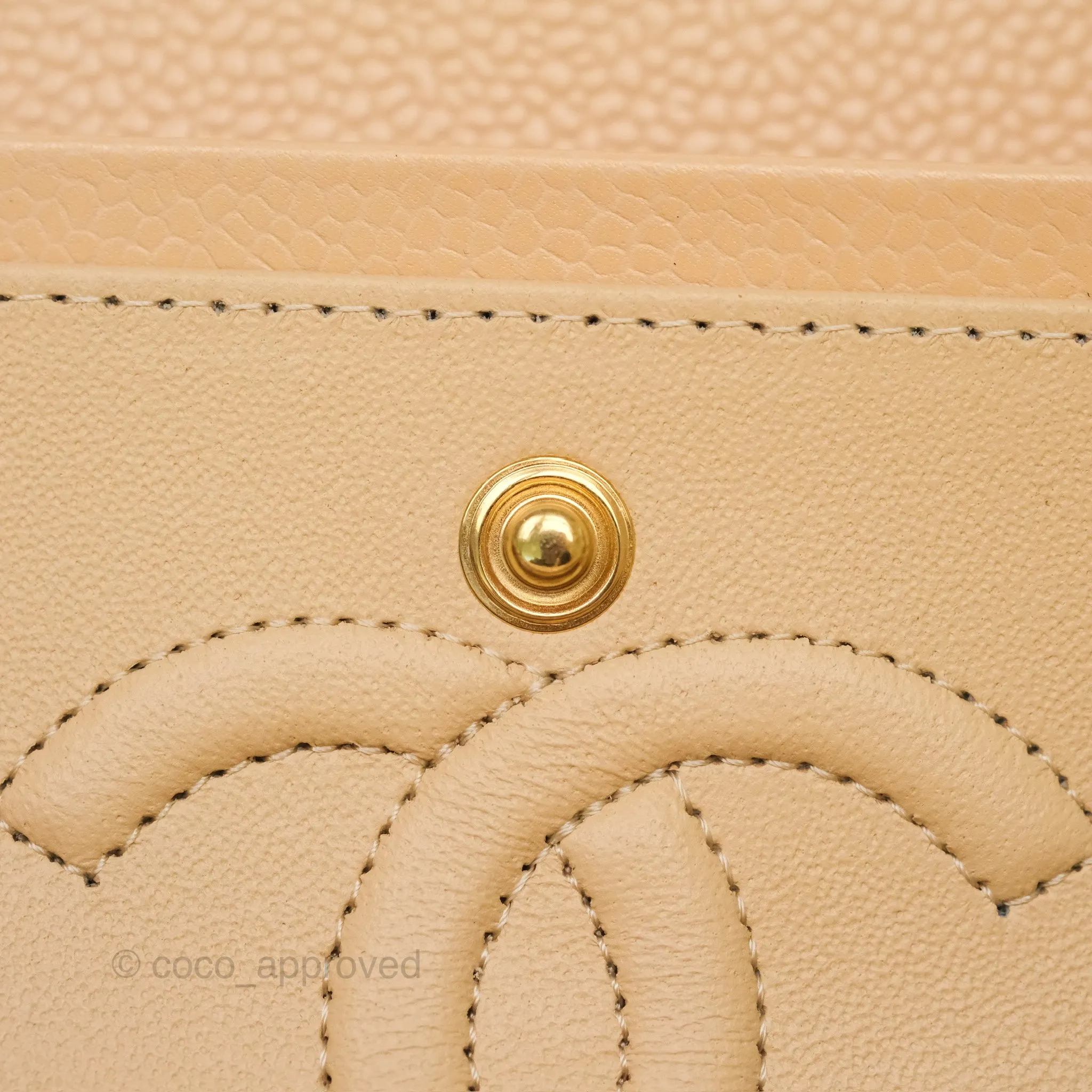 Chanel Small S/M Classic Flap Quilted Beige Caviar Gold Hardware