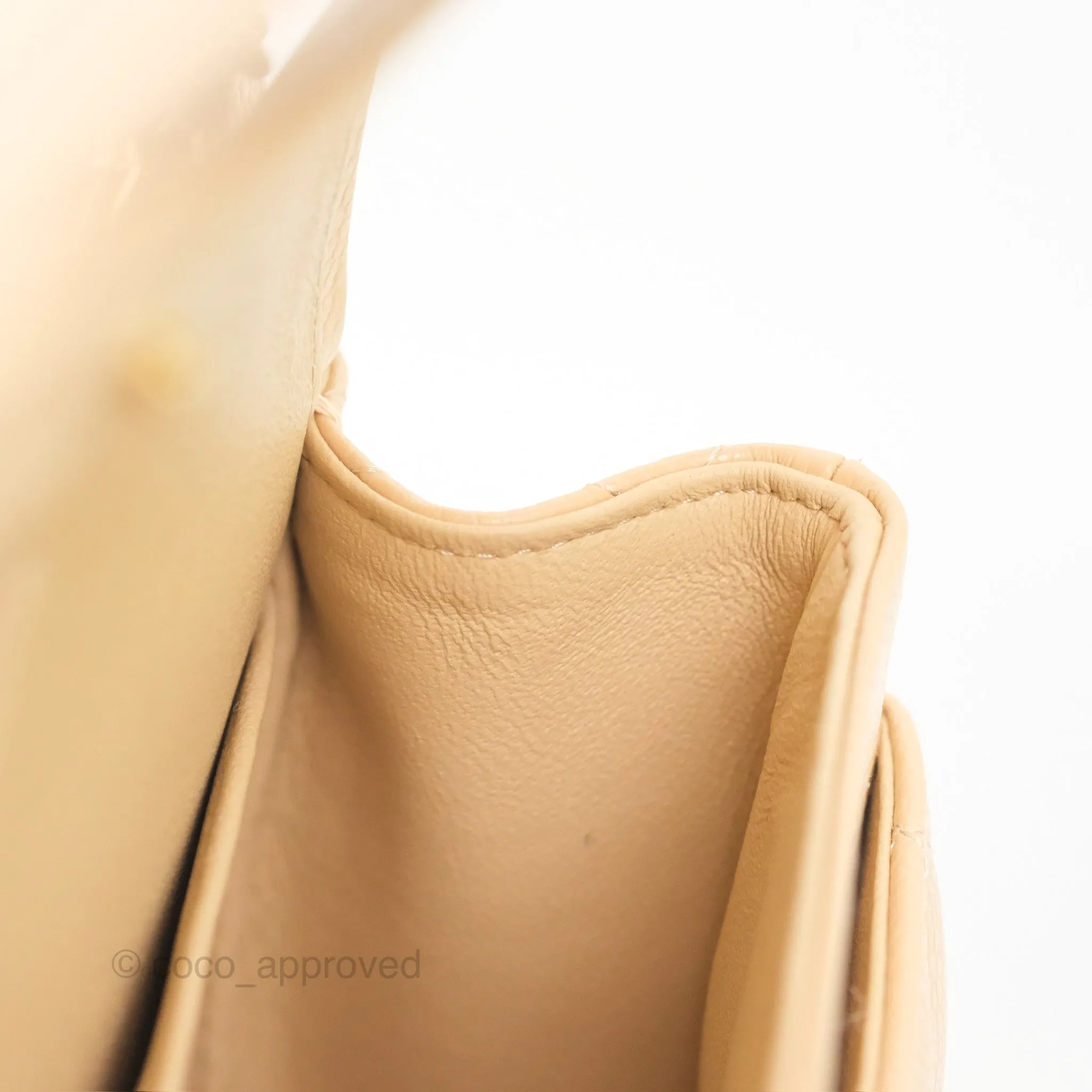 Chanel Small S/M Classic Flap Quilted Beige Caviar Gold Hardware