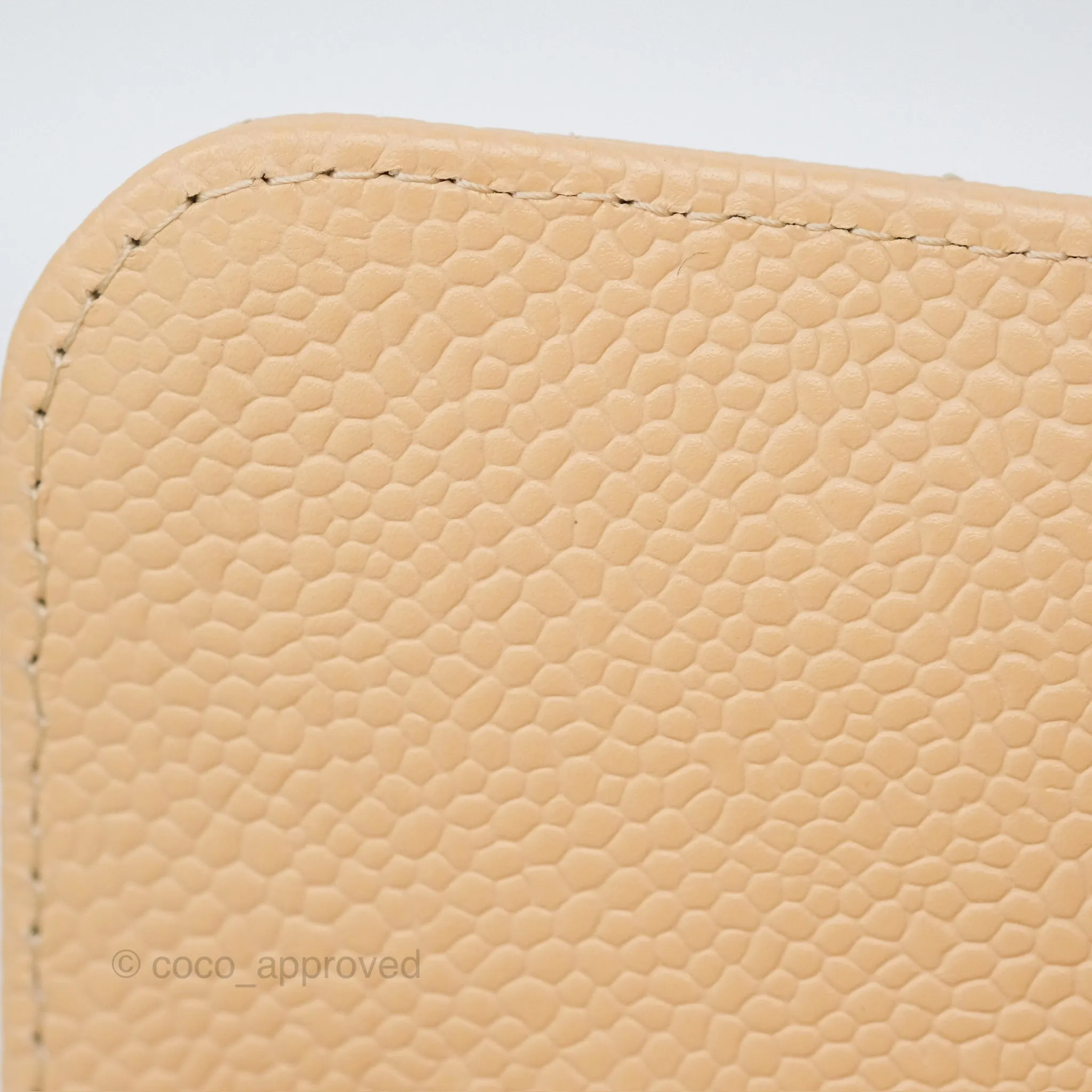 Chanel Small S/M Classic Flap Quilted Beige Caviar Gold Hardware