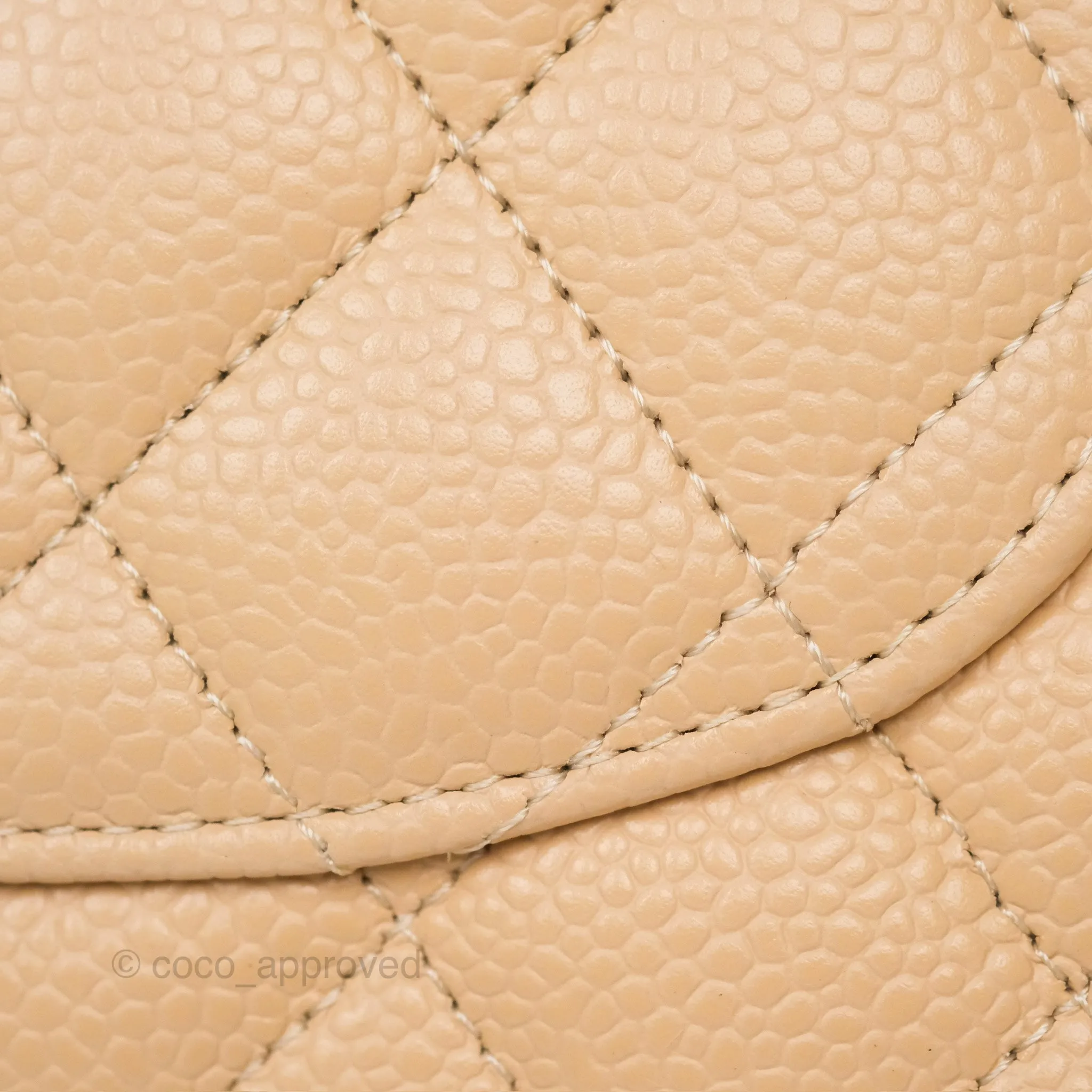 Chanel Small S/M Classic Flap Quilted Beige Caviar Gold Hardware