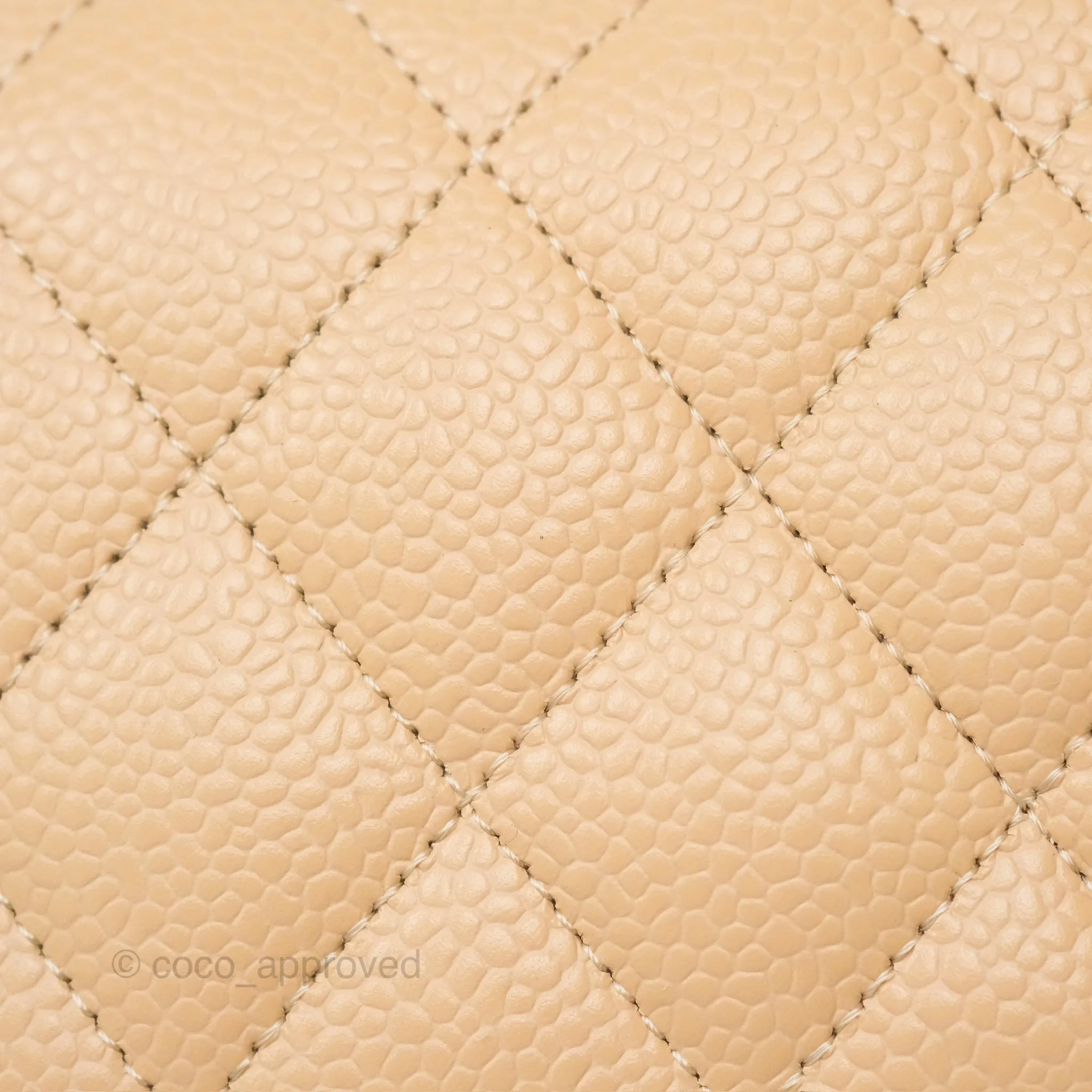 Chanel Small S/M Classic Flap Quilted Beige Caviar Gold Hardware
